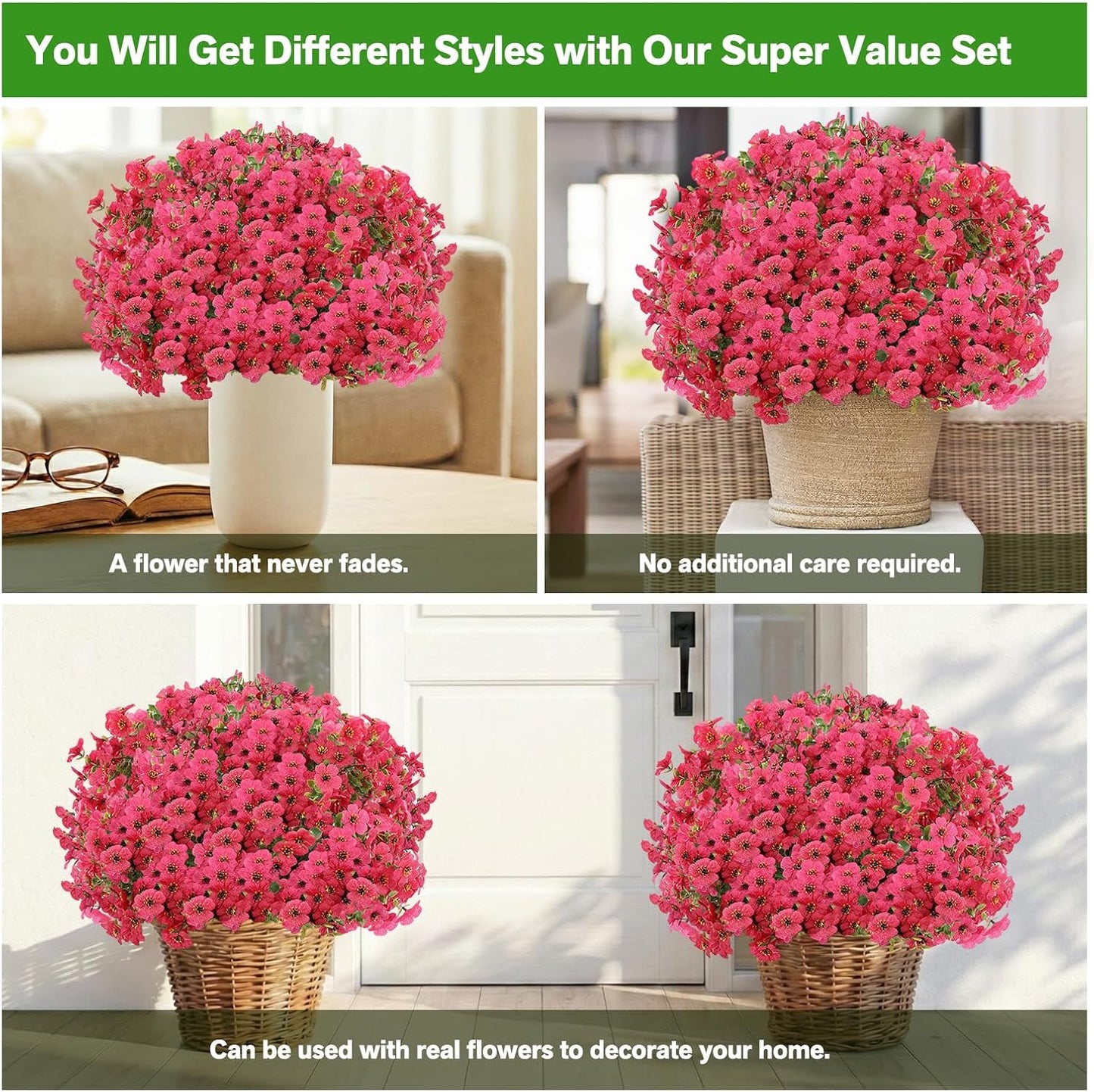 13Bundles Silk Realistic UV Resistant Faux Flowers / Rose / Artificial Flowers / Set of 13