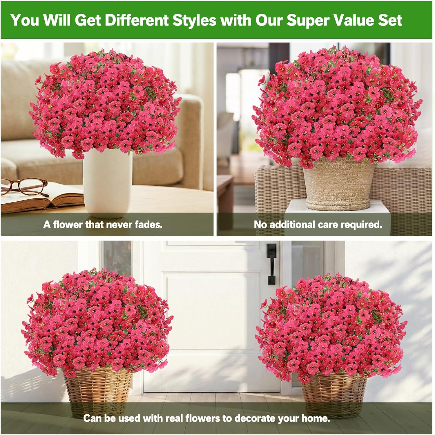 13Bundles Silk Realistic UV Resistant Faux Flowers / Rose / Artificial Flowers / Set of 13