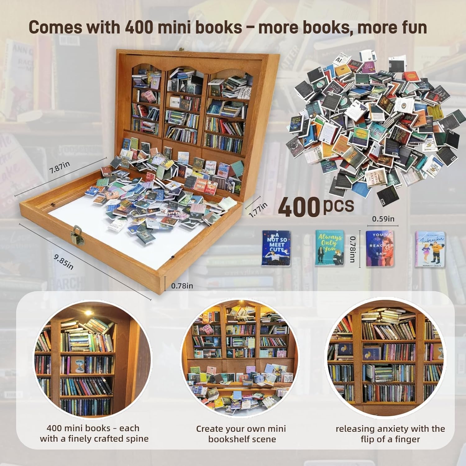 6 Decorative Mini Lights and 400 Mini Book Pieces