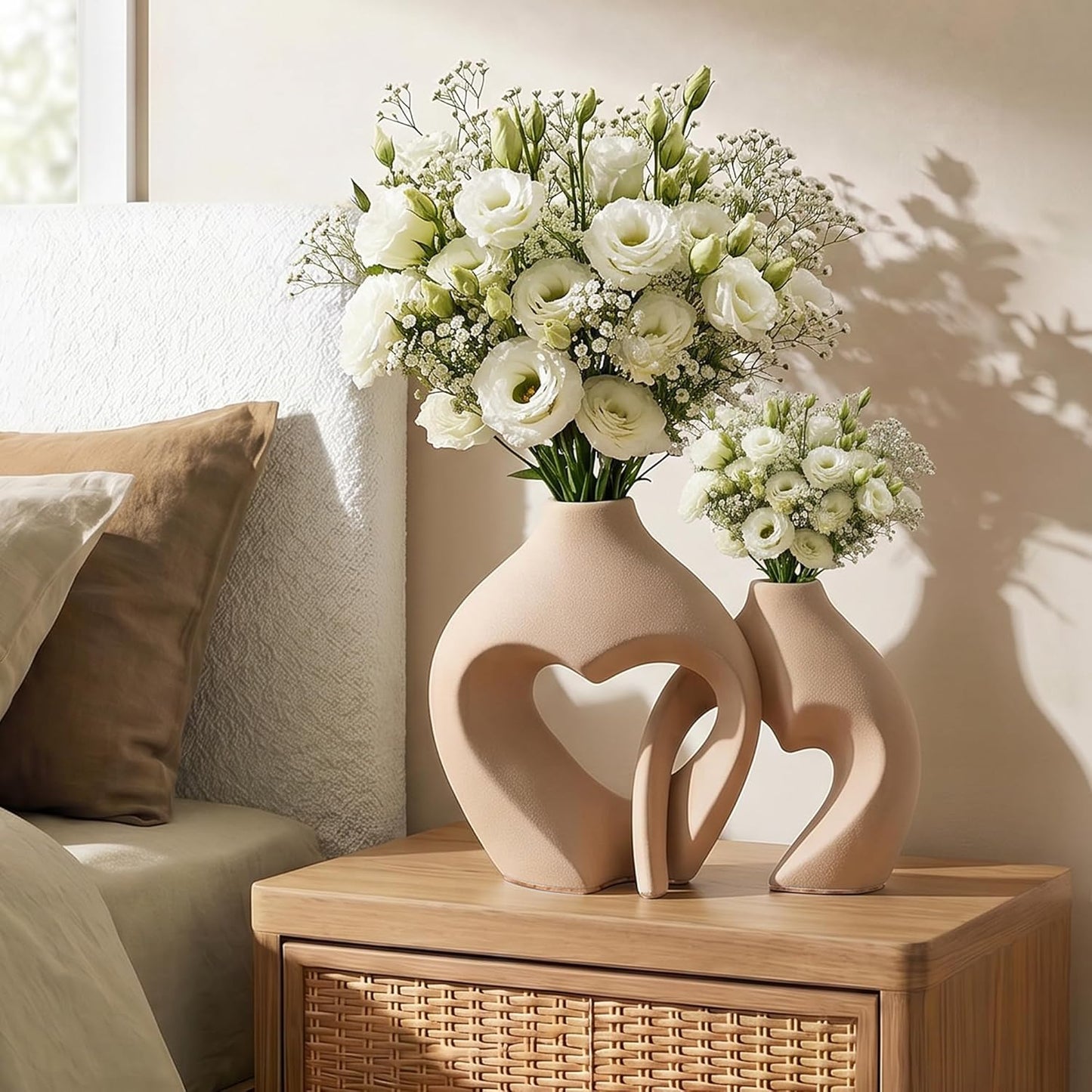 Ceramic Flower Vases Home Decor Heart Shaped Vase Nordic Heart Shaped Vases / Brown / Set of 2