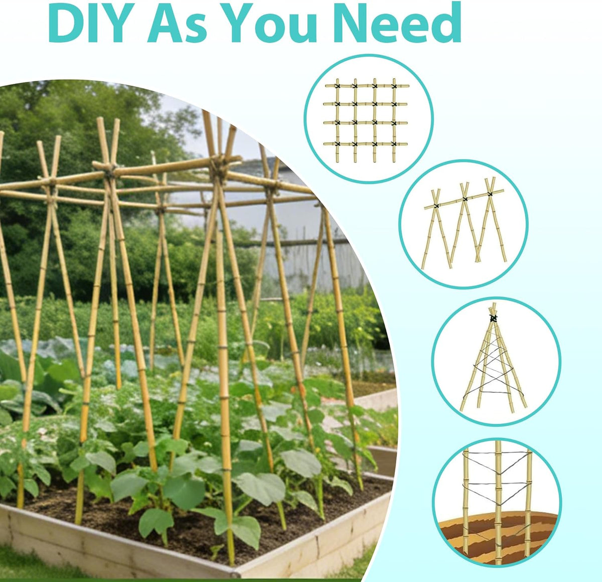 Bamboo Stakes 8FT, 10pcs Garden Stakes 94inch Specifically Designed for Climbing Plants, Ideal for Tomatoes, Beans