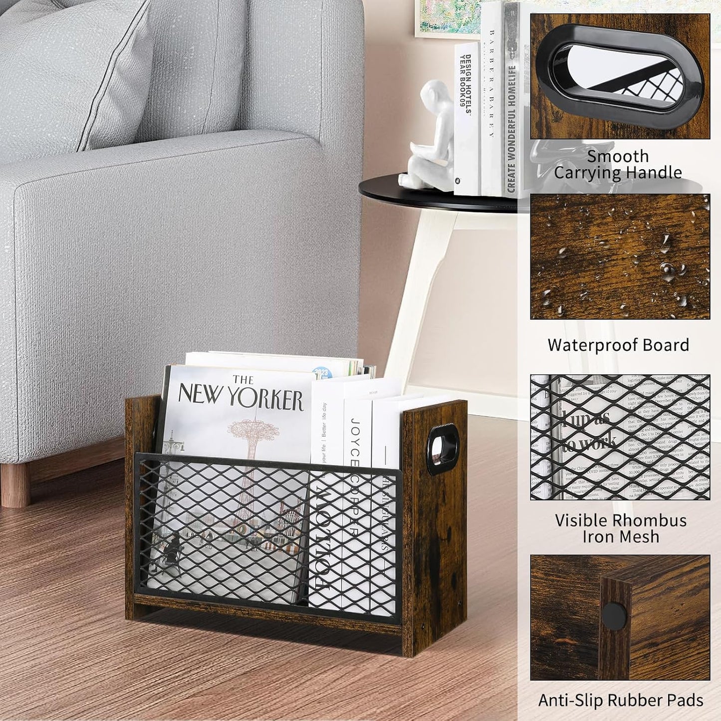 YINMIT Magazine Holder, Magazine Rack Floor, Magazine Storage Basket, File Holder Organizer, Folder Organizer for