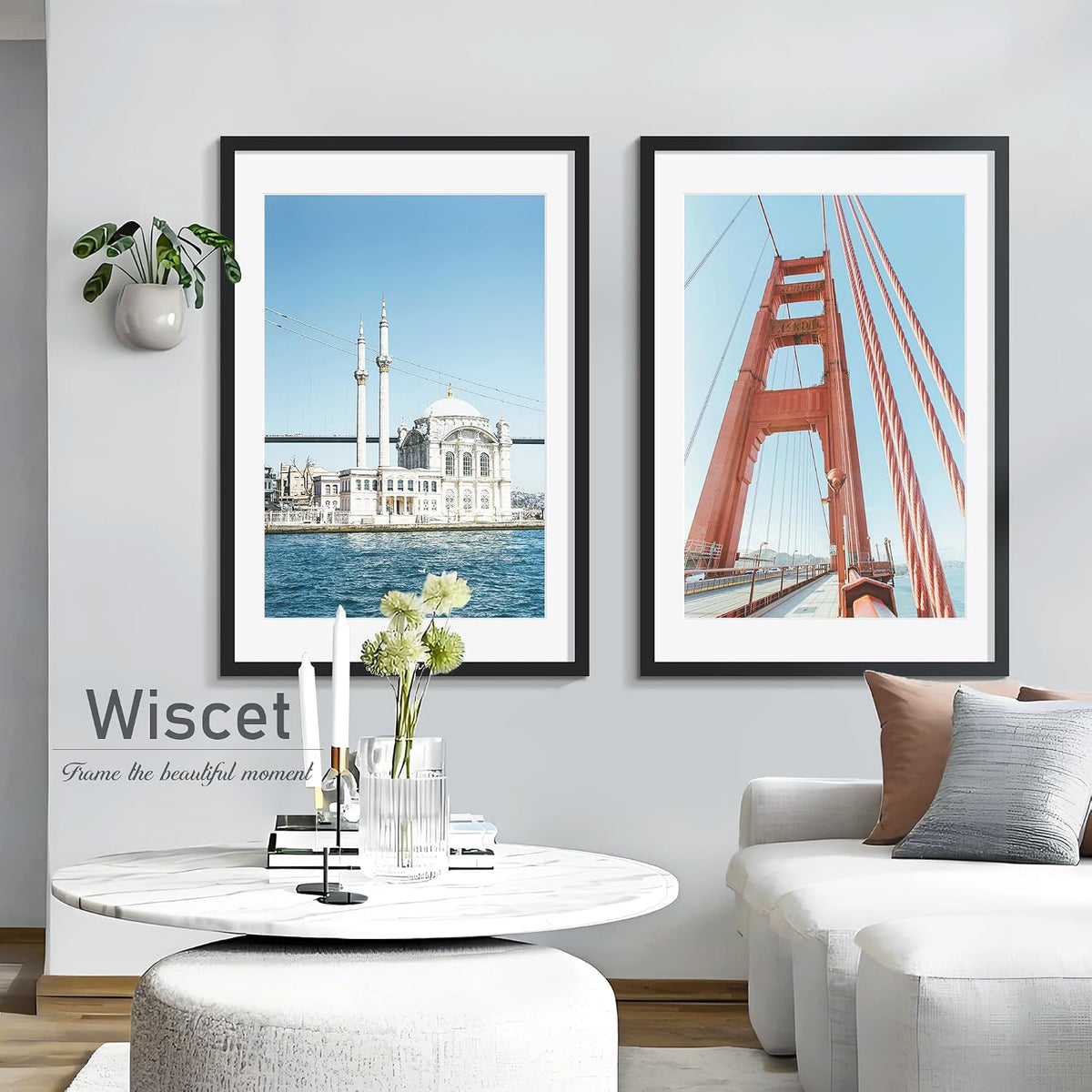 Wiscet 24x36 Poster Frame Set of 4, for Wall Mounting, Black | Display Picture 20x30 with Mat or 24 x 36 without Mat
