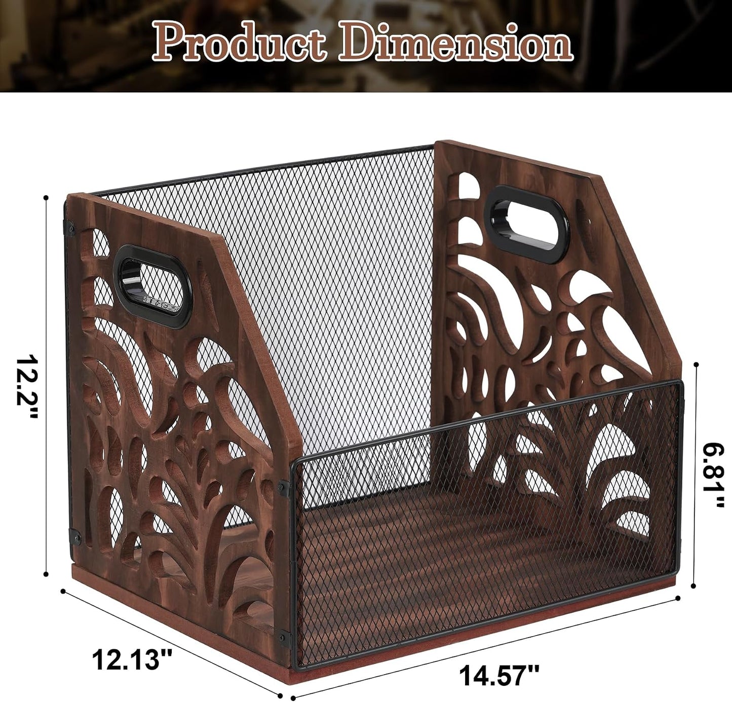 Vinyl Record Storage, Wooden Record Holder, Magazine Holder, Magazine Rack for Desktop and Home Office, Record Crate