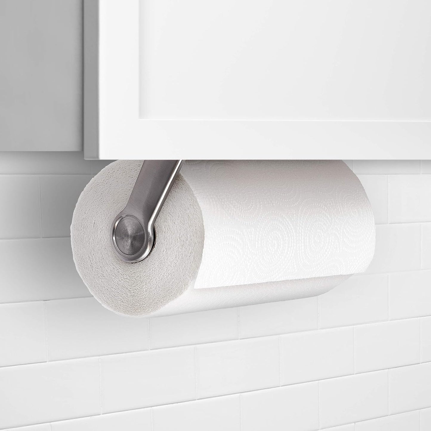 OXO Good Grips Steady Mounted Paper Towel Holder | Under Cabinet Paper Towel Holder, One-Handed Tear, Fits Any Size