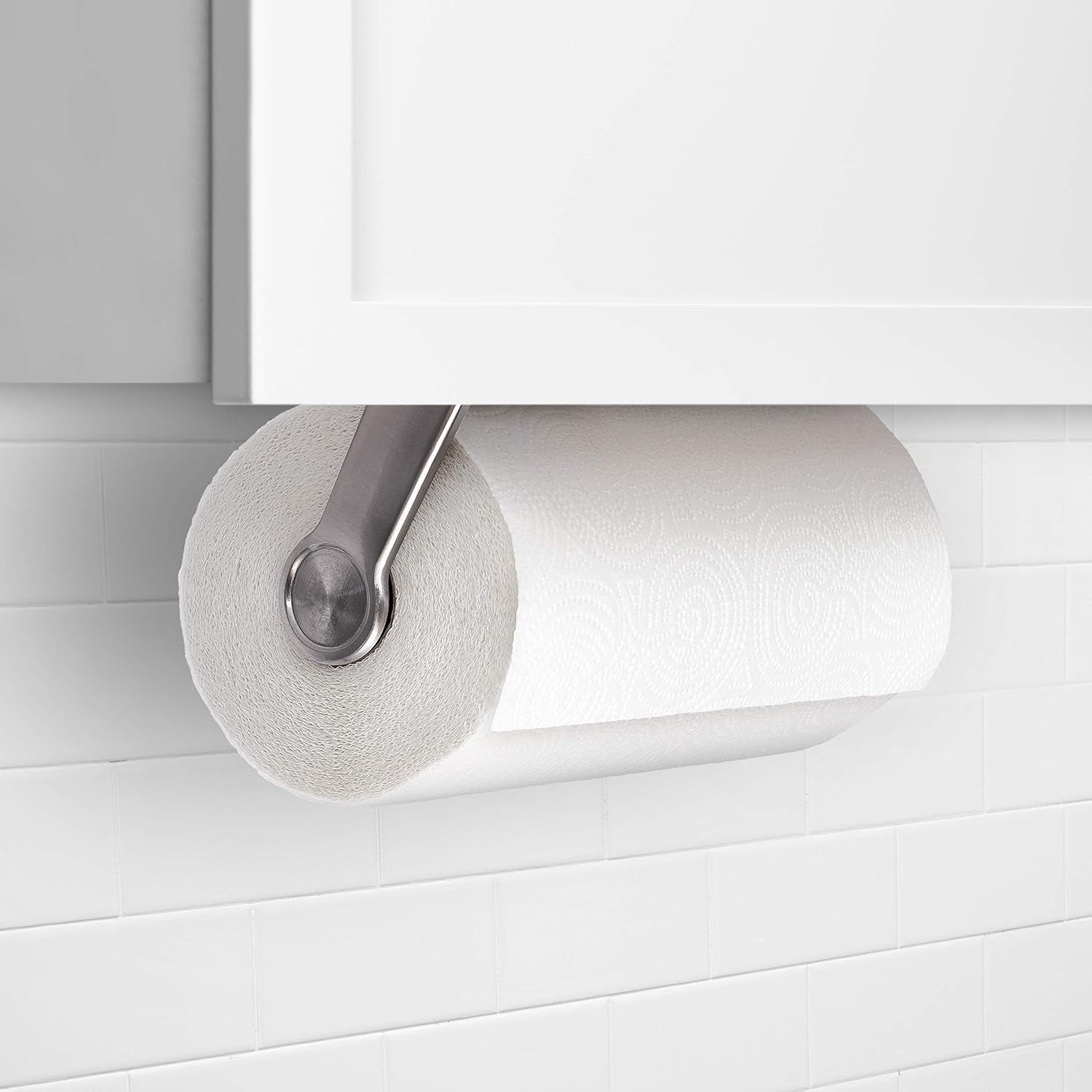 OXO Good Grips Steady Mounted Paper Towel Holder | Under Cabinet Paper Towel Holder, One-Handed Tear, Fits Any Size