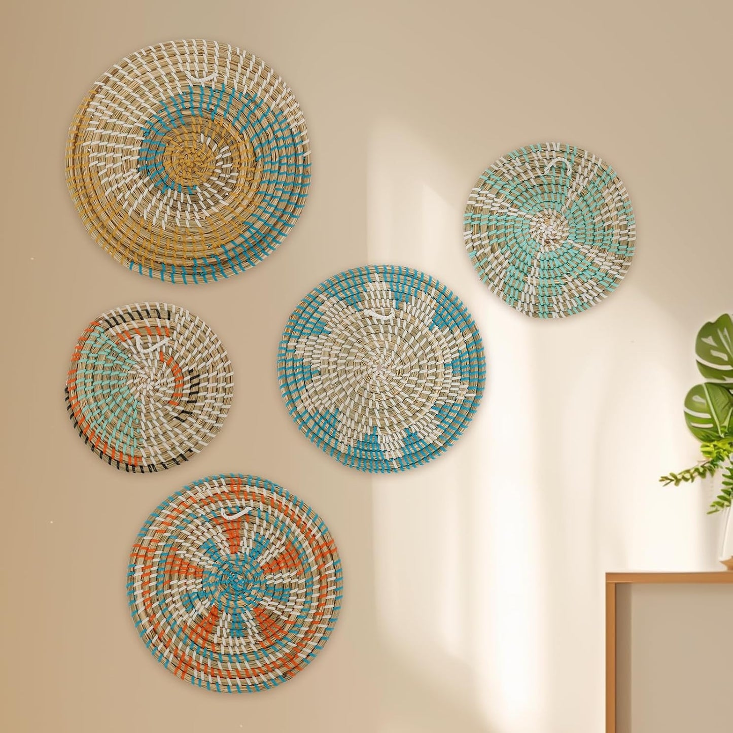 Rattan Wall Basket Set / Set of 5