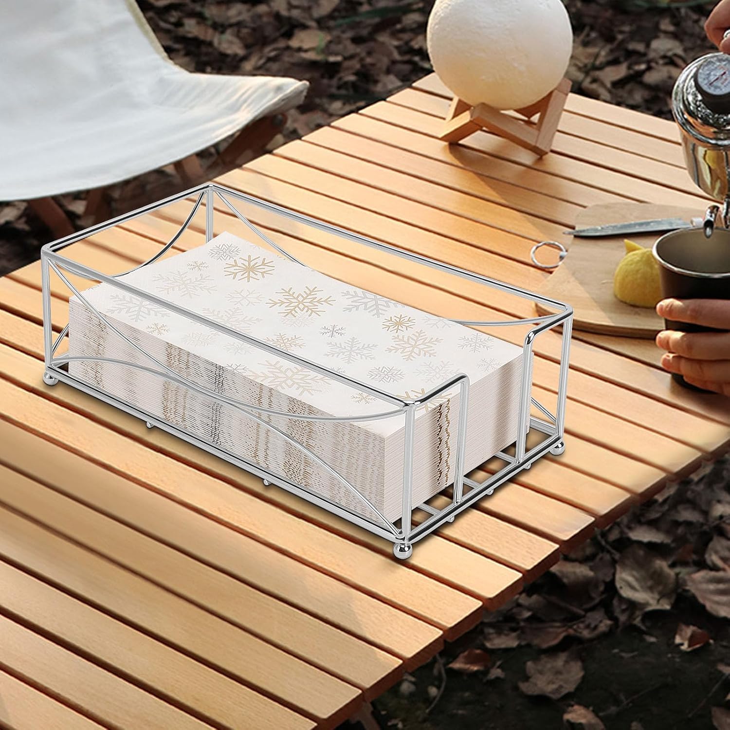 Bathroom Paper Hand Towel Storage Modern Napkin Tray Caddy for Countertop / Chrome / Metal