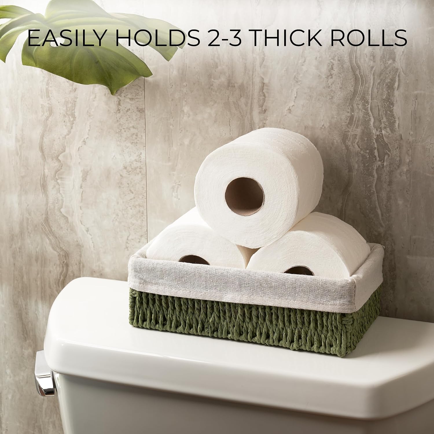 Decorative Wicker Bathroom Organizer for Toilet Tank Trays / Sage / Set of 2