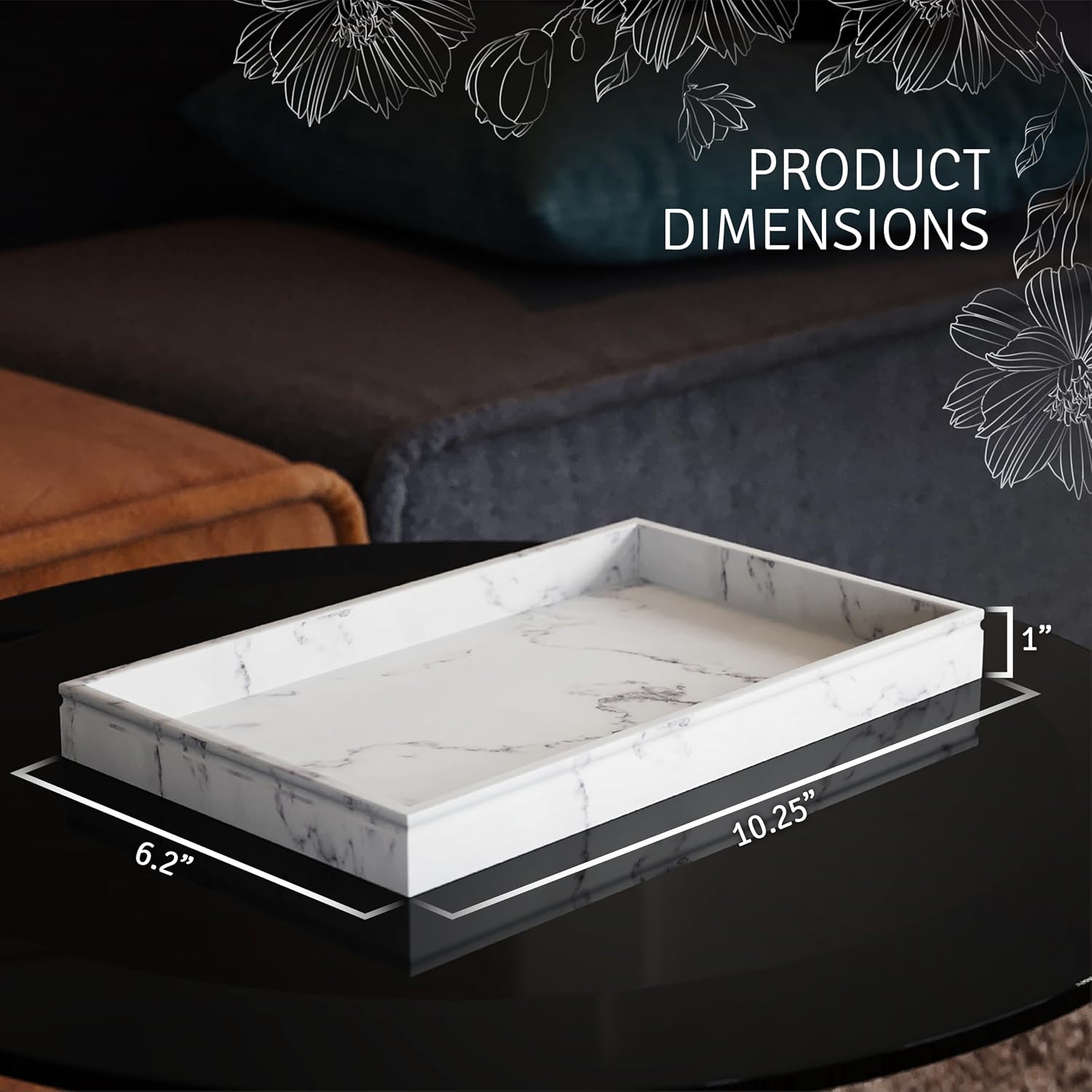 Decor Tray / Coffee Table Tray Decor / White Marble Look