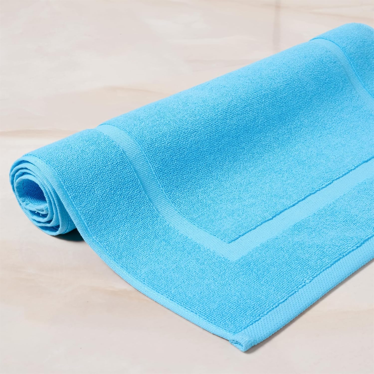 SALBAKOS 2-Piece 100% Turkish Cotton Bath Mat Towel, 20x34 inch, Aqua | Bathroom Floor Towels, Thick Soft Most