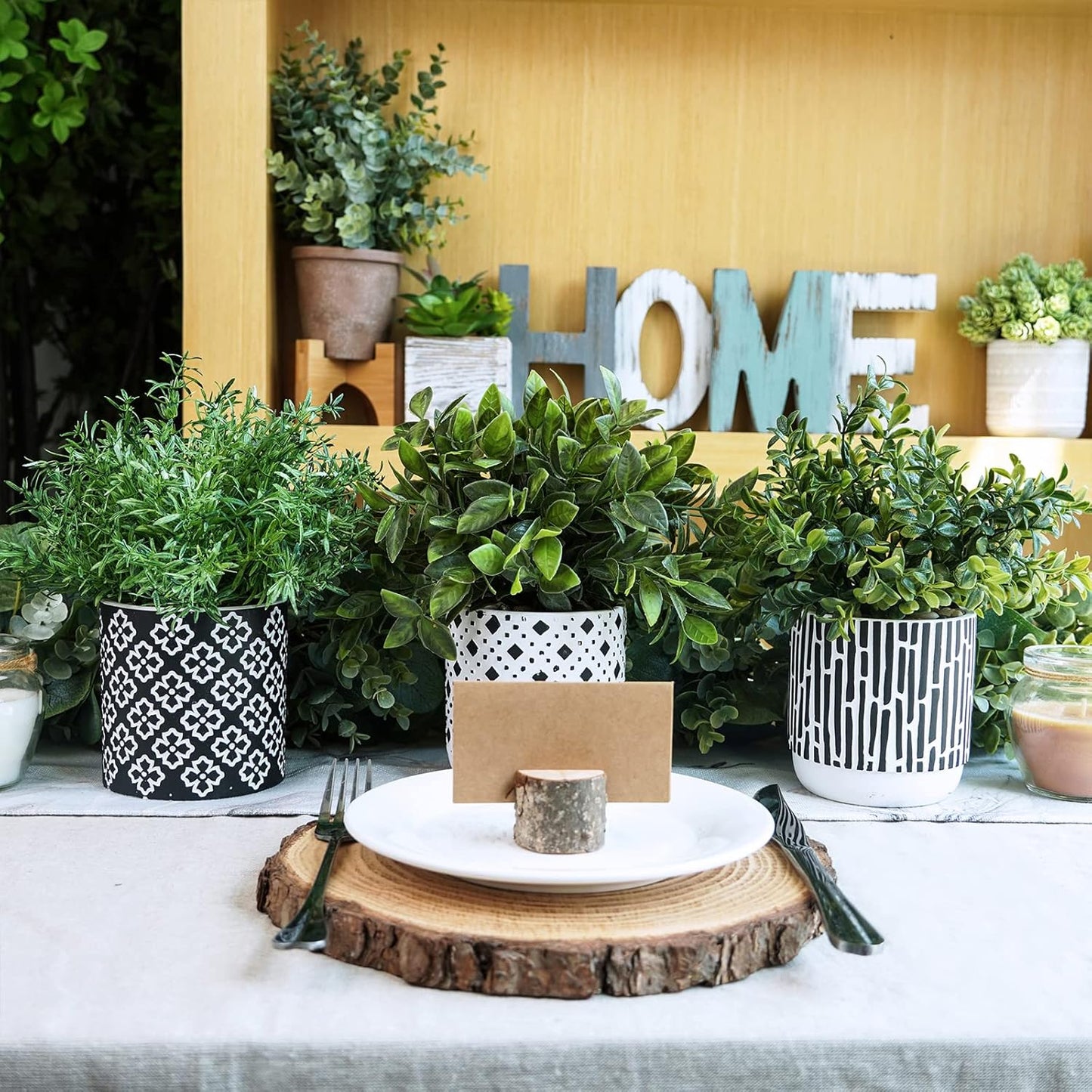 Artificial Potted Plants / Black / Set of 3