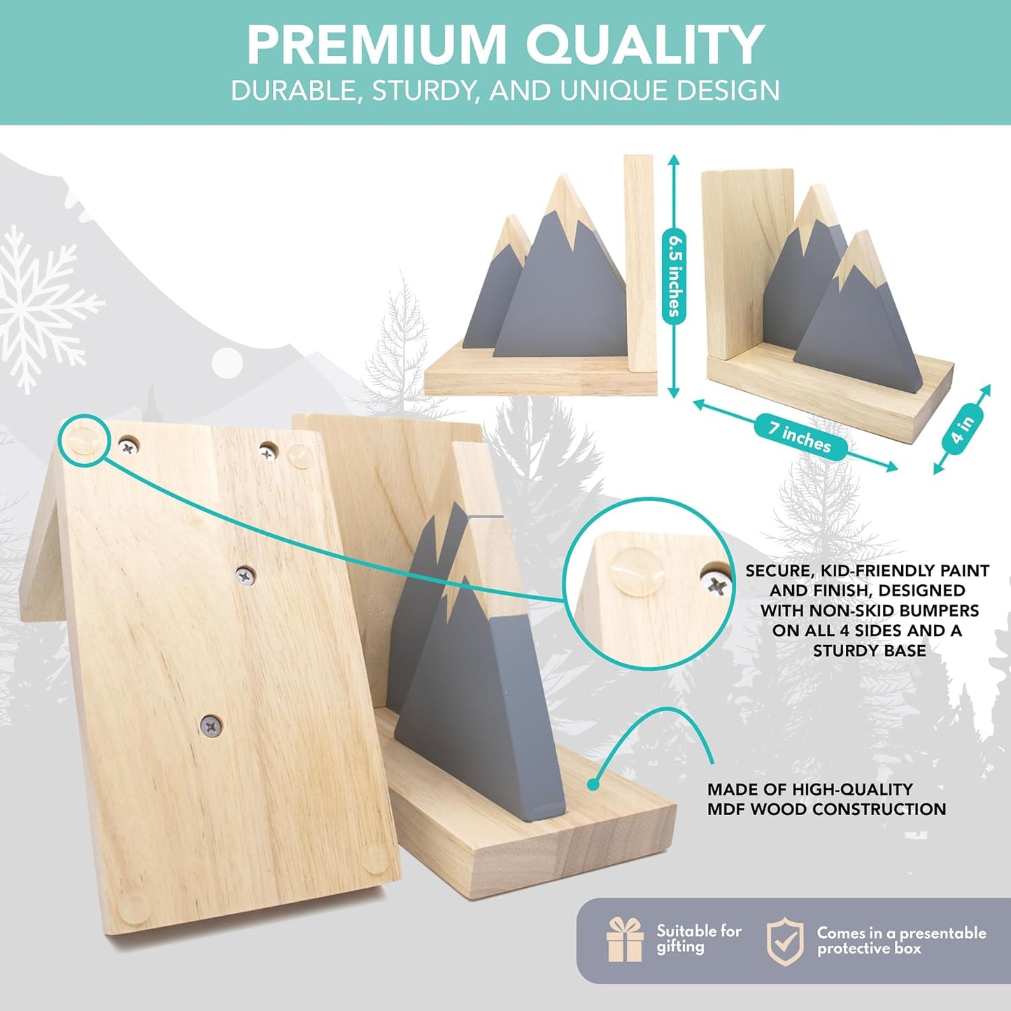 Mountain Book Ends for Kids Books / Gray