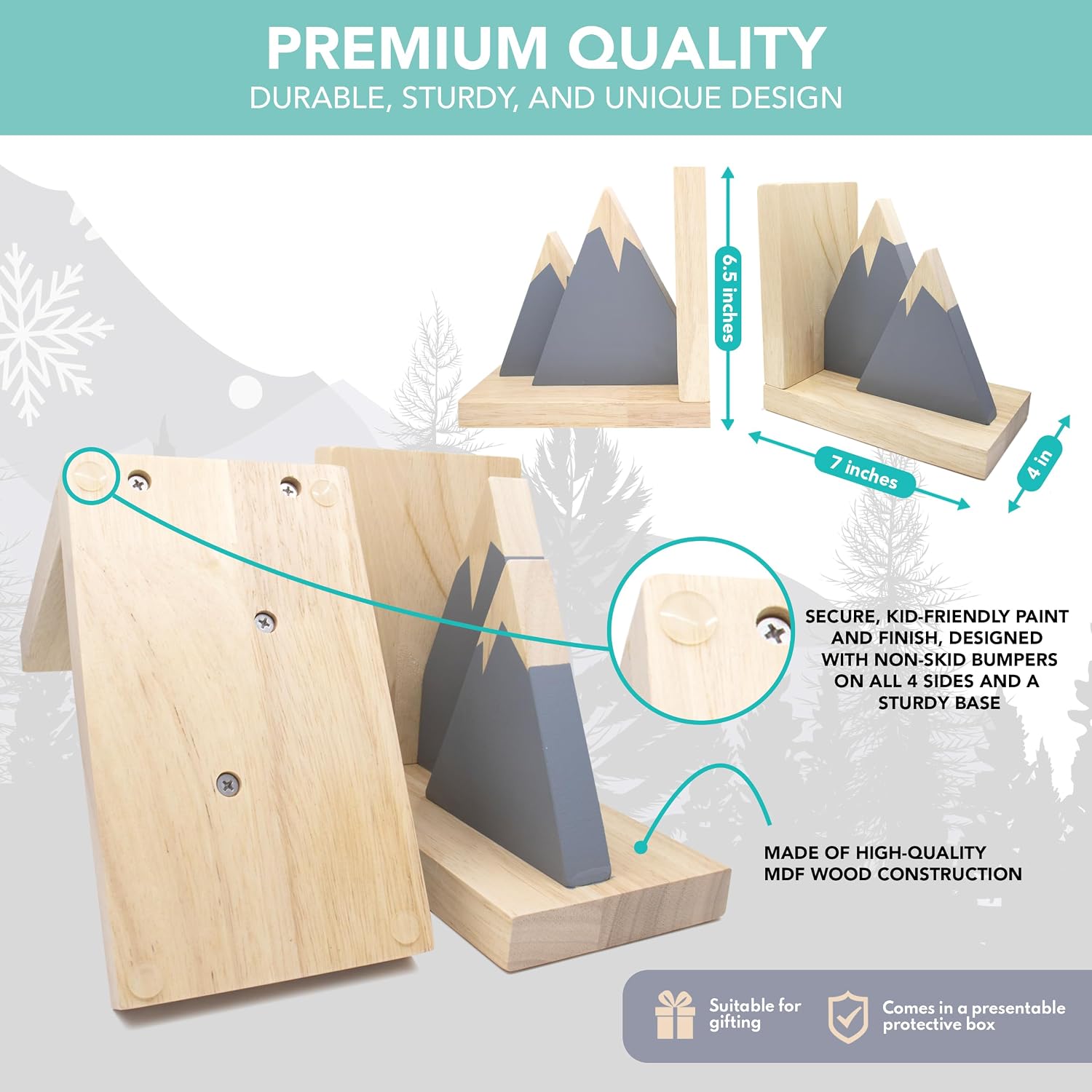 Mountain Book Ends for Kids Books / Gray