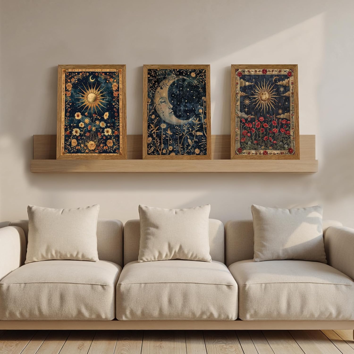 Wood Framed Wall Art / 16"L x 12"W / Tarot A / Set of 3