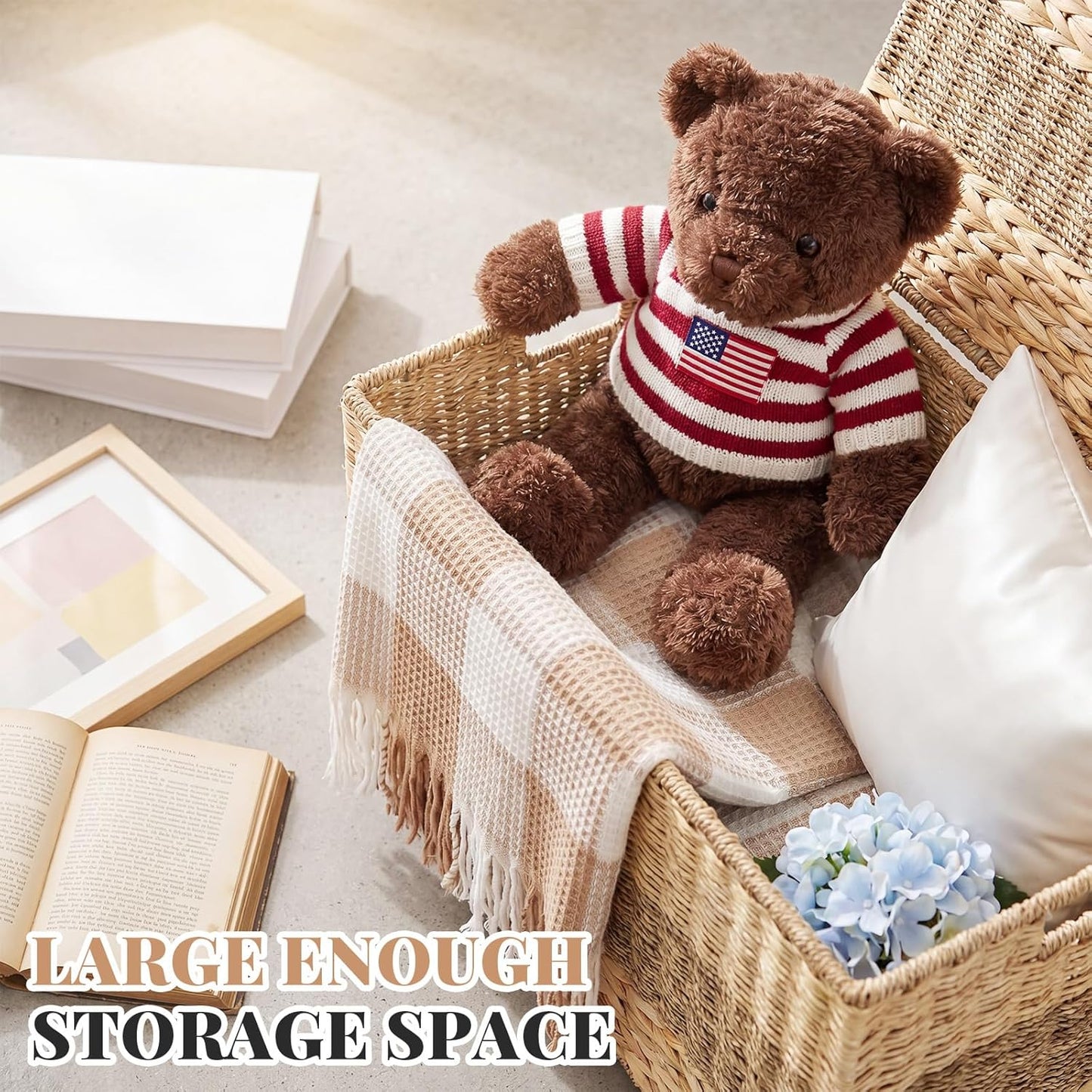 17.2 Gallon in Wicker Storage Trunk / Tricolor / 22 x 13 x 13.8 / 17.2 Gallon In