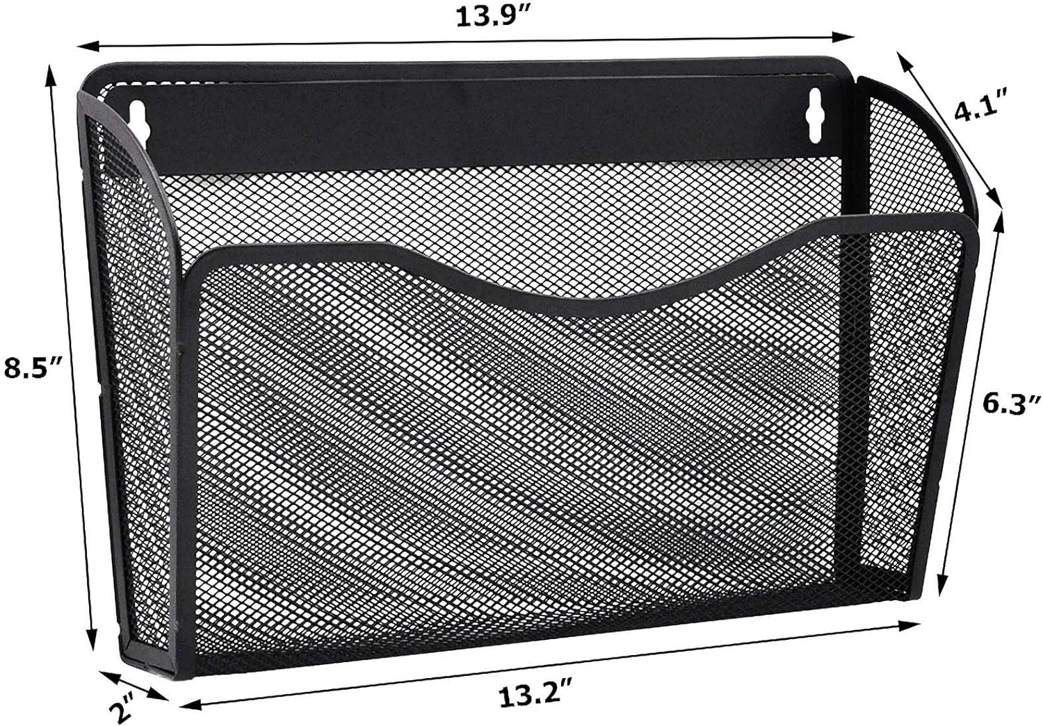 6 Single Pocket Mesh Hanging File Organizer, Vertical Wall Mounted Magazine File Holder, Mount Basket Mail Paper