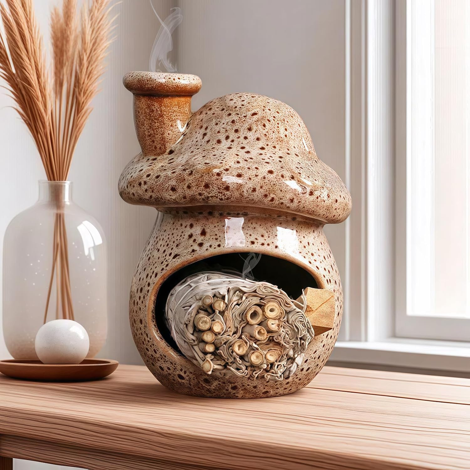 Ceramic Palo Santo Holder / Yellowish-white
