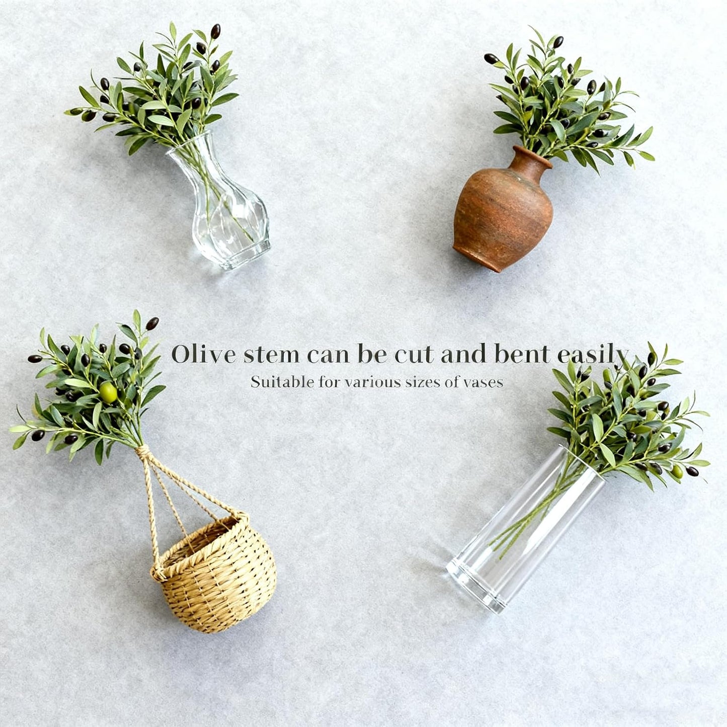 Faux Olive Branches / Green / 18.5 Inch / Set of 5