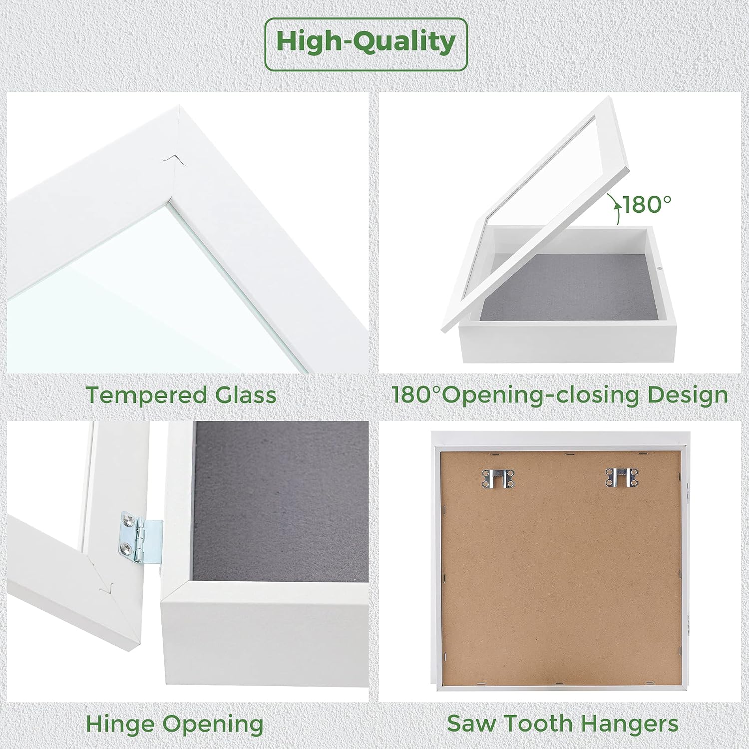 Frametory 11x11 Shadow Box Frame Display Case, 2-inch Depth (White) | Strengthened Glass Cover, Display Box for Wall