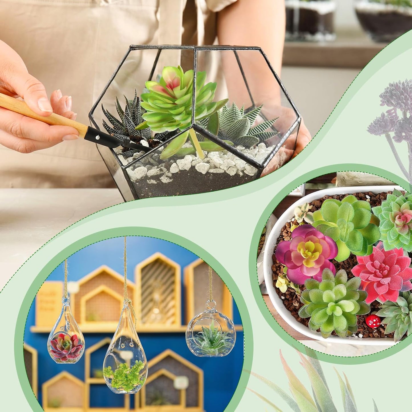Colorful Succulent Plants Artificial Fake Succulents Plants Bulk Faux / Cute Style / Set of 100