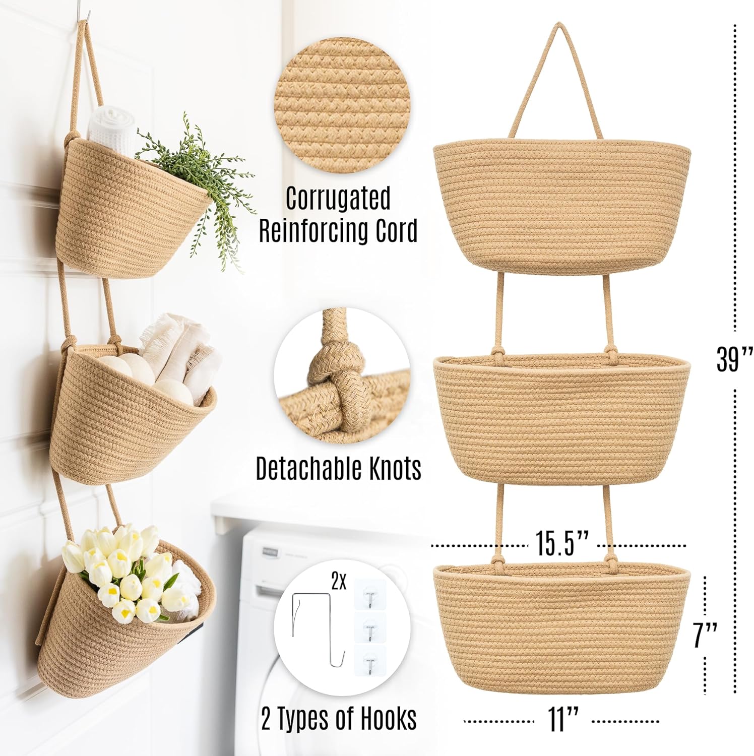 Detachable Woven Storage Baskets / Set of 2