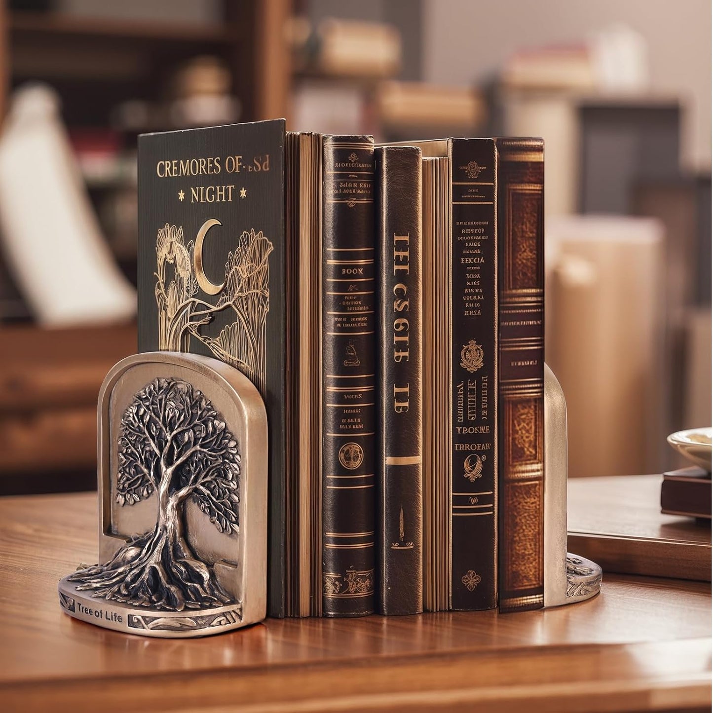 Antique Bronze Color Tree of Life Bookends Set / Gold Bronze / Small