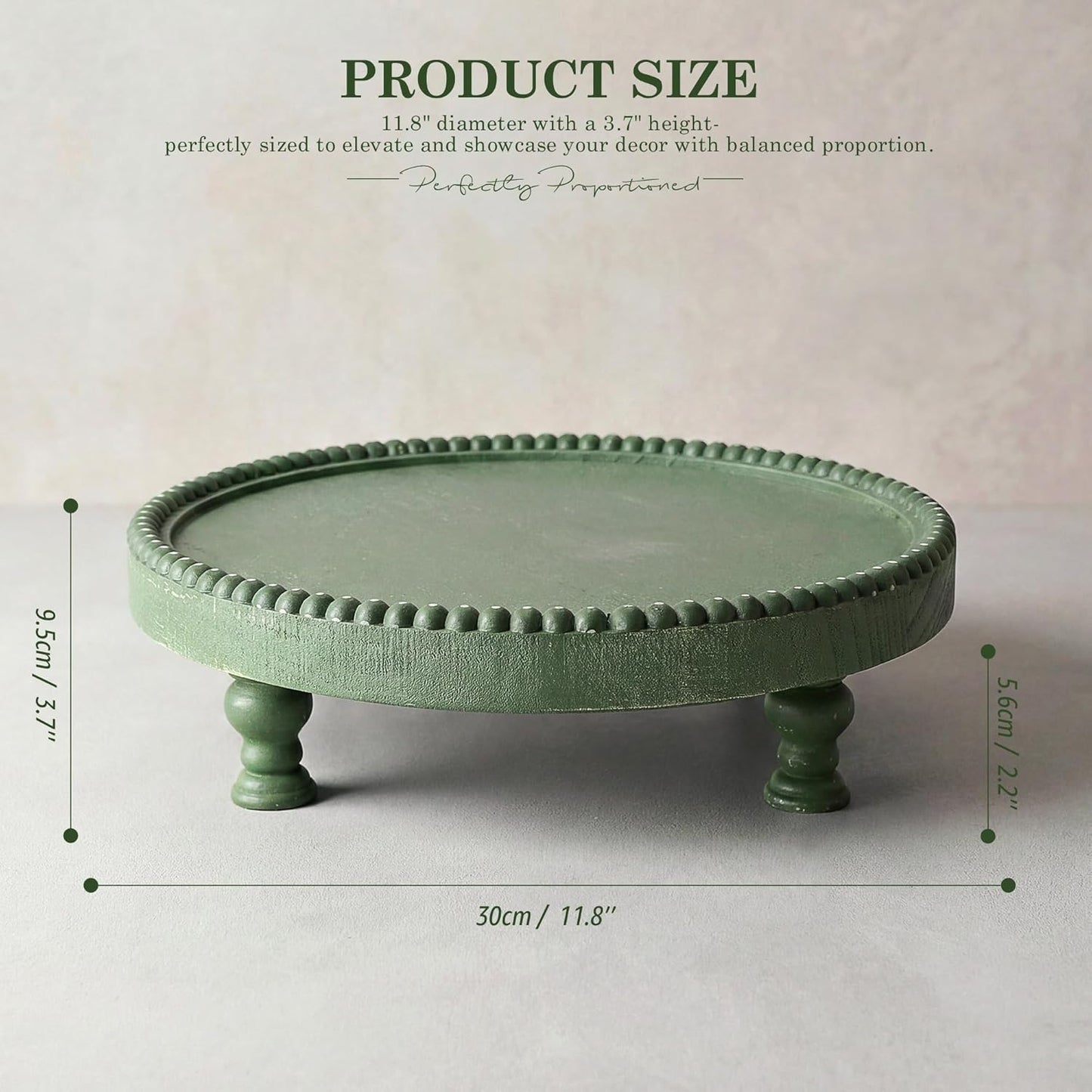 Beaded Pedestal Tray / Green