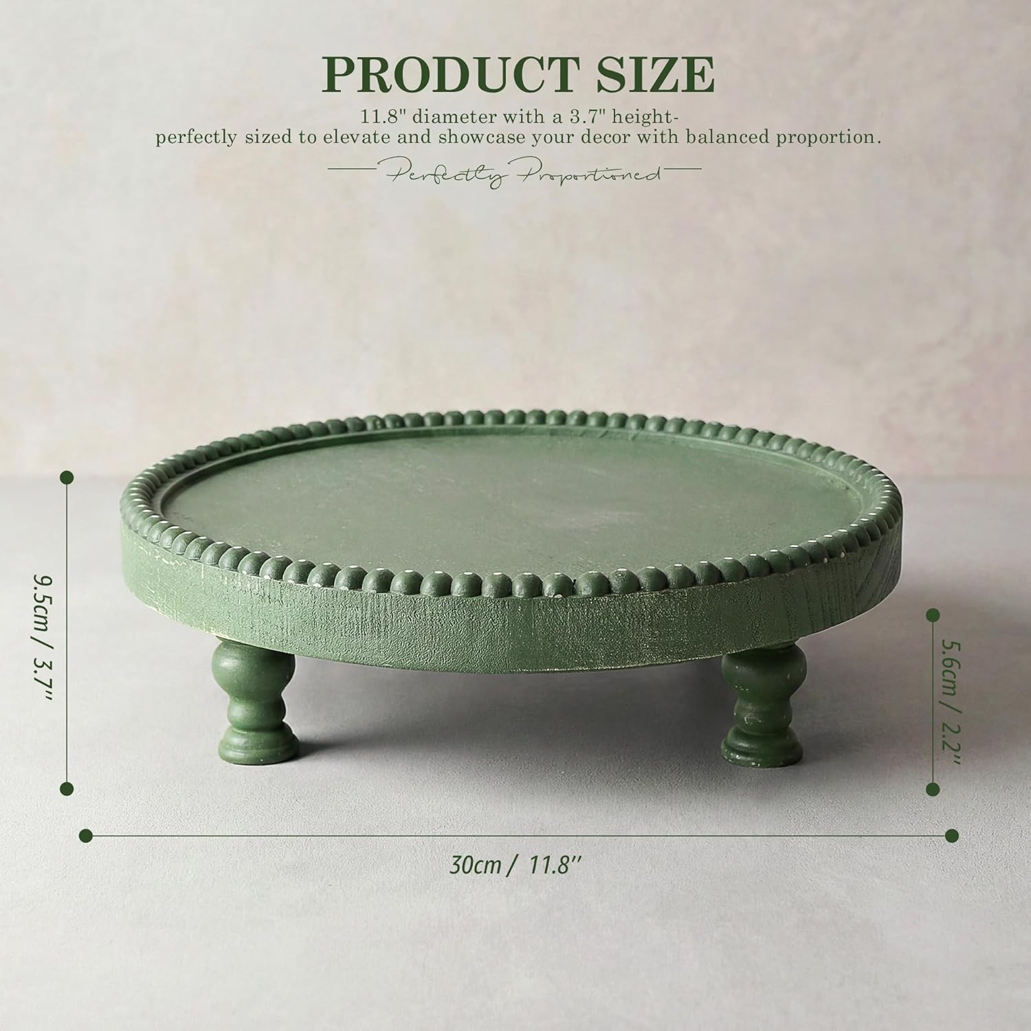 Beaded Pedestal Tray / Green