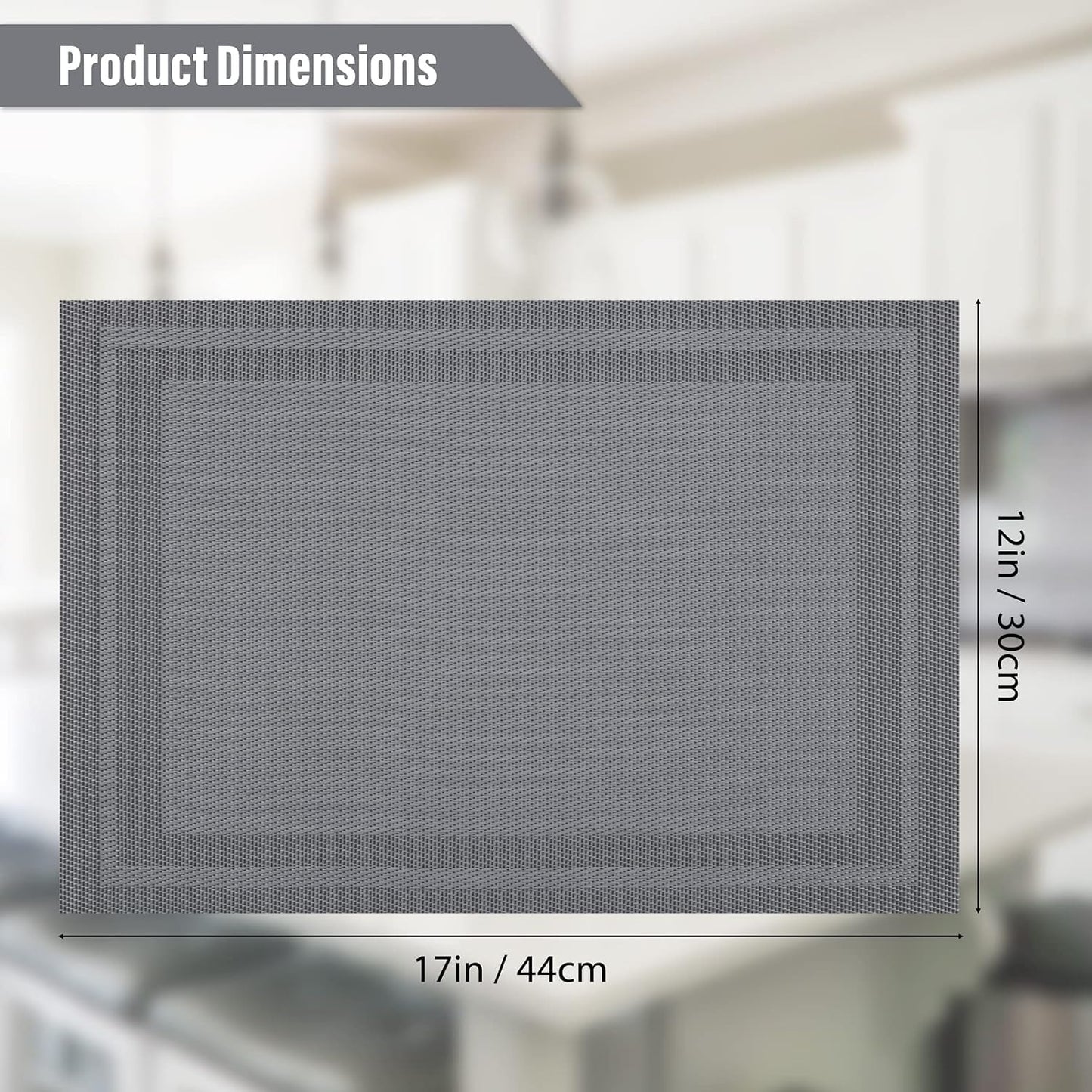 Winknowl Placemats Set of 8，Heat Resistant Woven Vinyl Washable PVC Place Mats，Non-Slip Stain Resistant Indoor/Outdoor