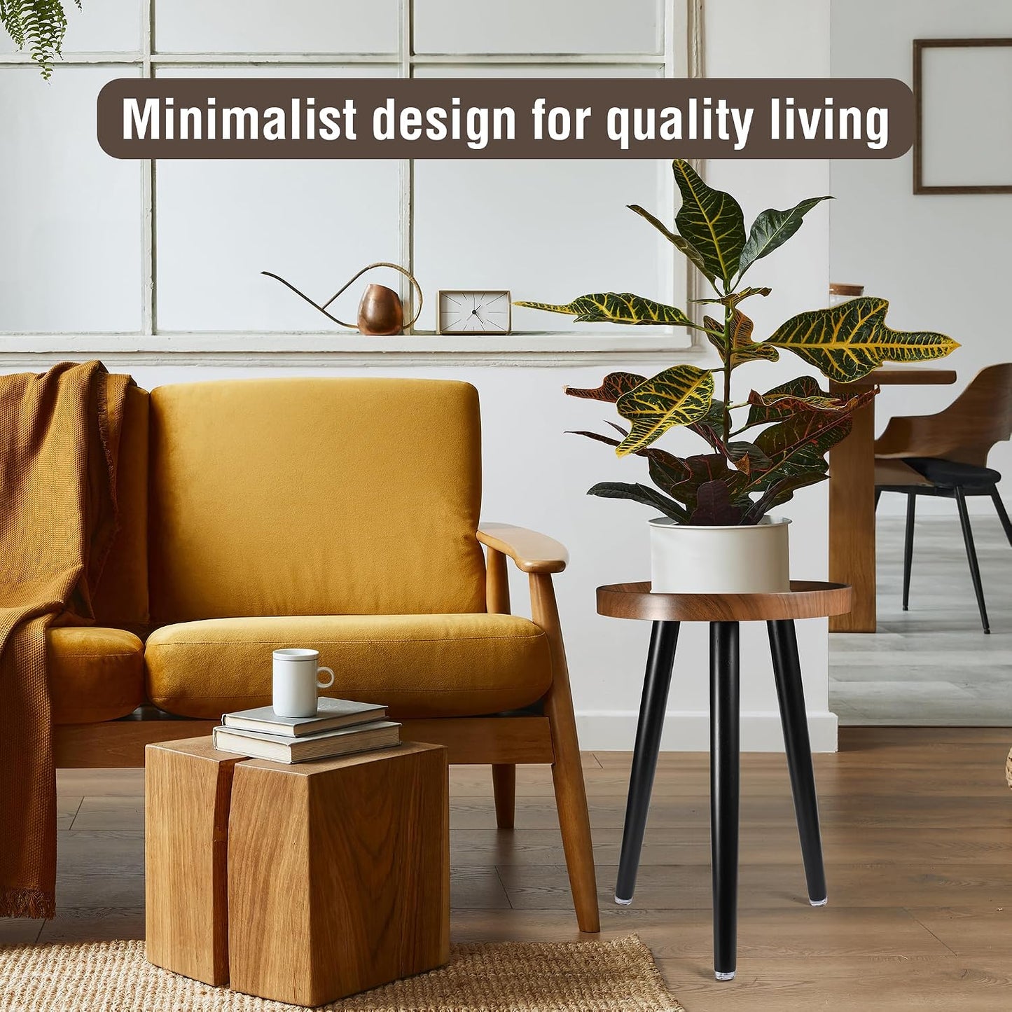 KGPLOME Indoor Plant Stand,Tall Stand with Raised Design(Walnut,12x18 in) | Wood Mid Century Plant Table in Walnut