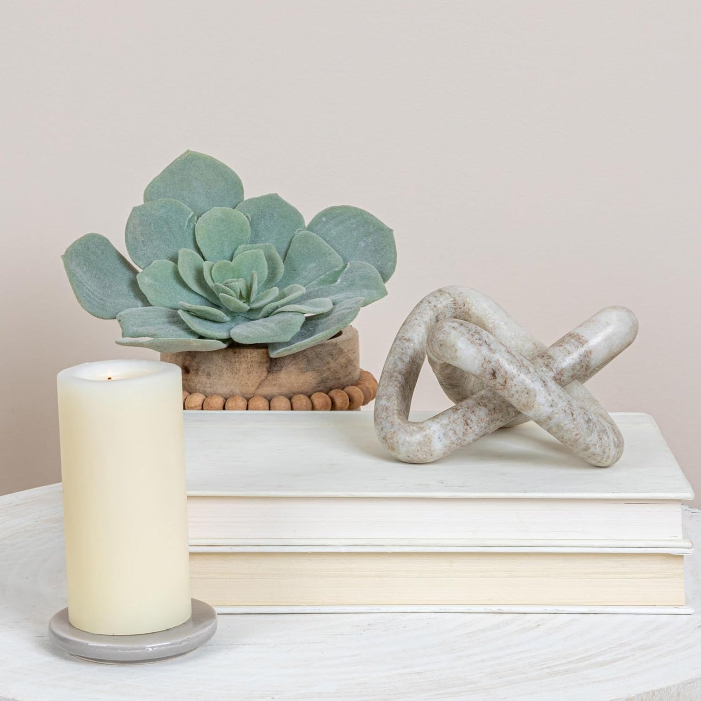 Creative Co-Op Modern Decorative Marble Link Knot / Beige