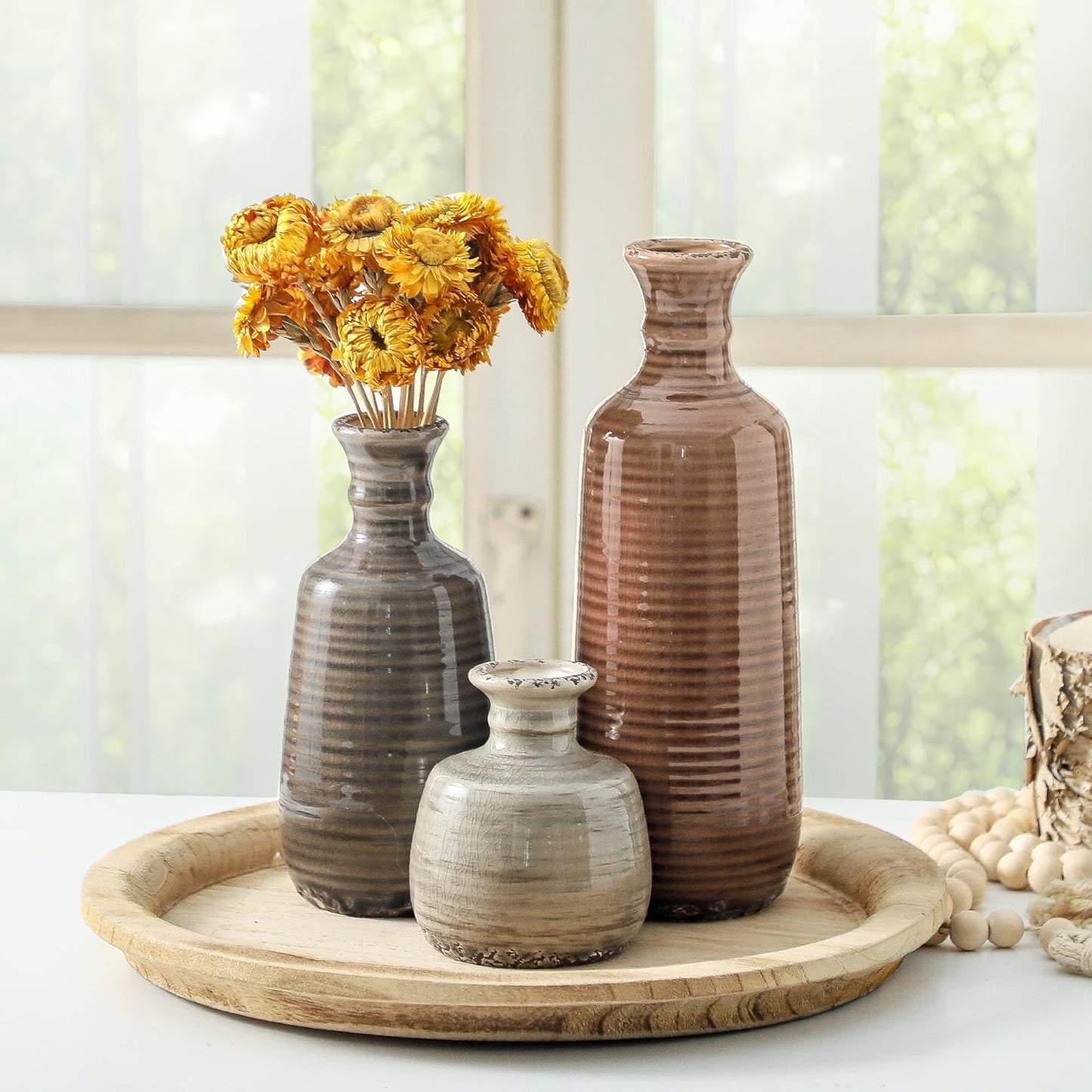 Ceramic Vases / 011 Vase Set - Brown / Set of 3