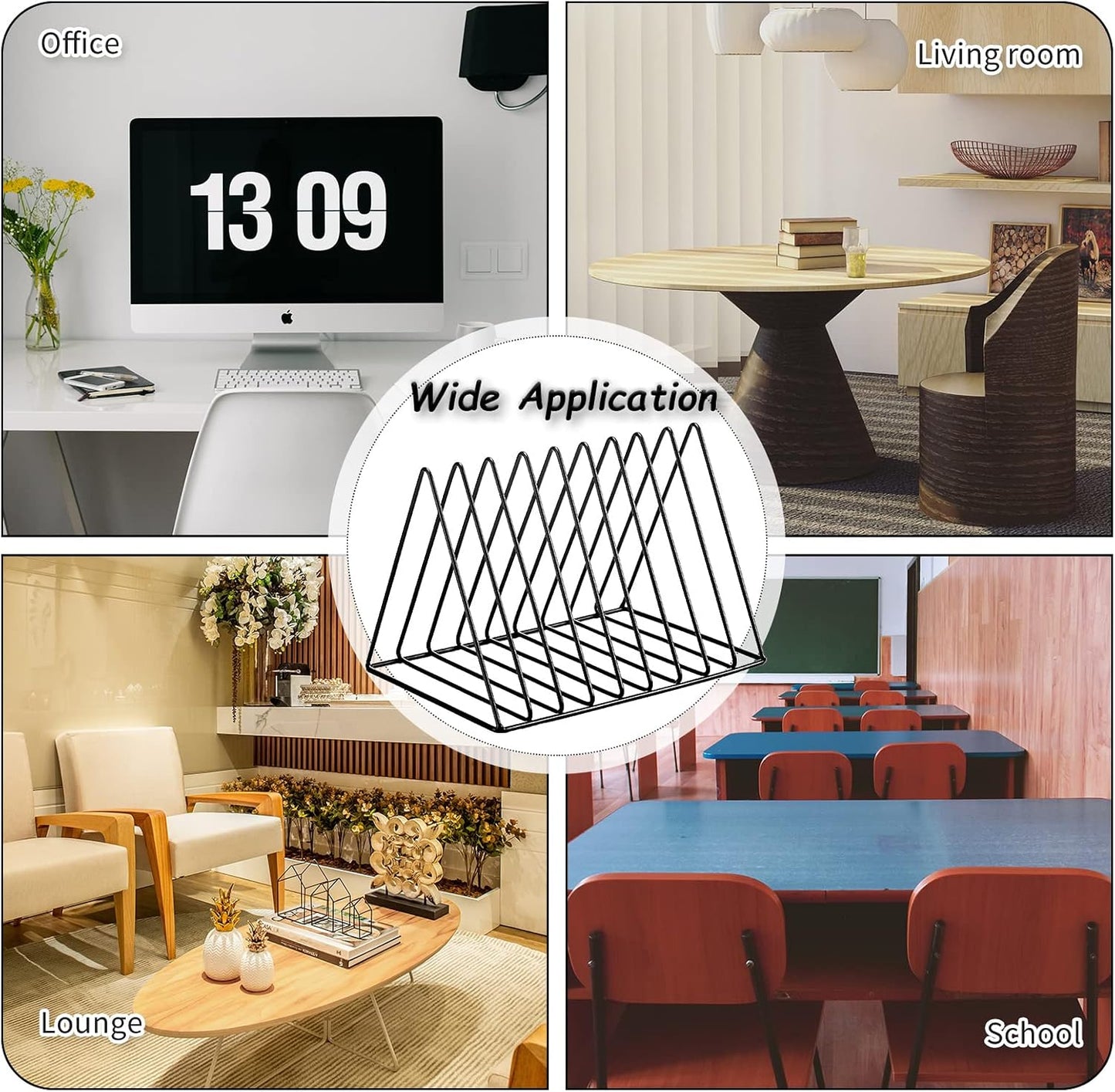 6 Pieces Magazine Holder Triangle File Holder Book Record Metal Vinyl Record Storage Magazine Rack Multifunction
