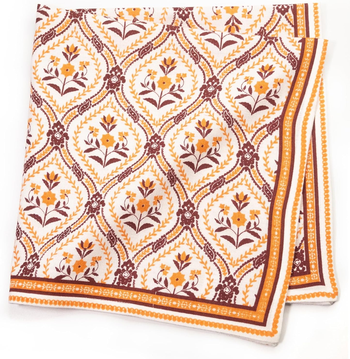 FINGERCRAFT Cloth Napkins Set of 12 Cotton Linen, 20x20 in, Damask Orange | Mitered corner, washable, soft, absorbent