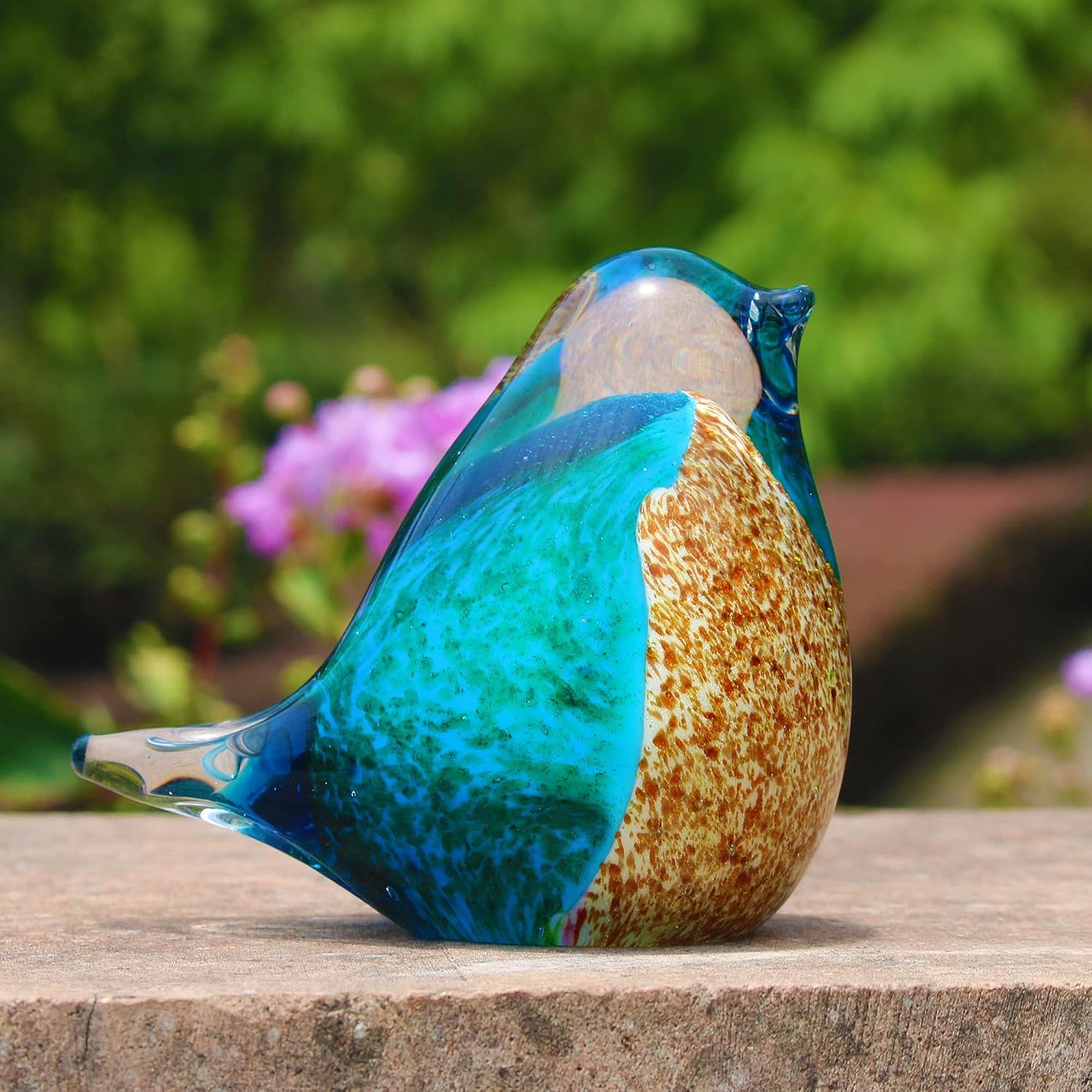 Art Glass Crystal Bird Figurine Handmade Blown Glass Paper Wight Mother`s Day Gift / / 4 Inch
