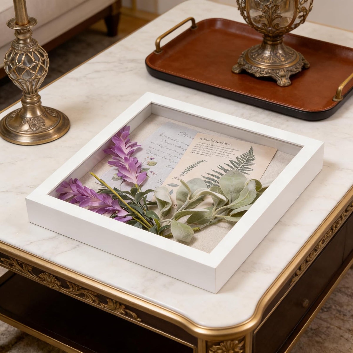12x12 Shadow Box Frame with Linen Back, Wood Glass Display Case for Medals, Photos, Memorabilia, Awards - Pins
