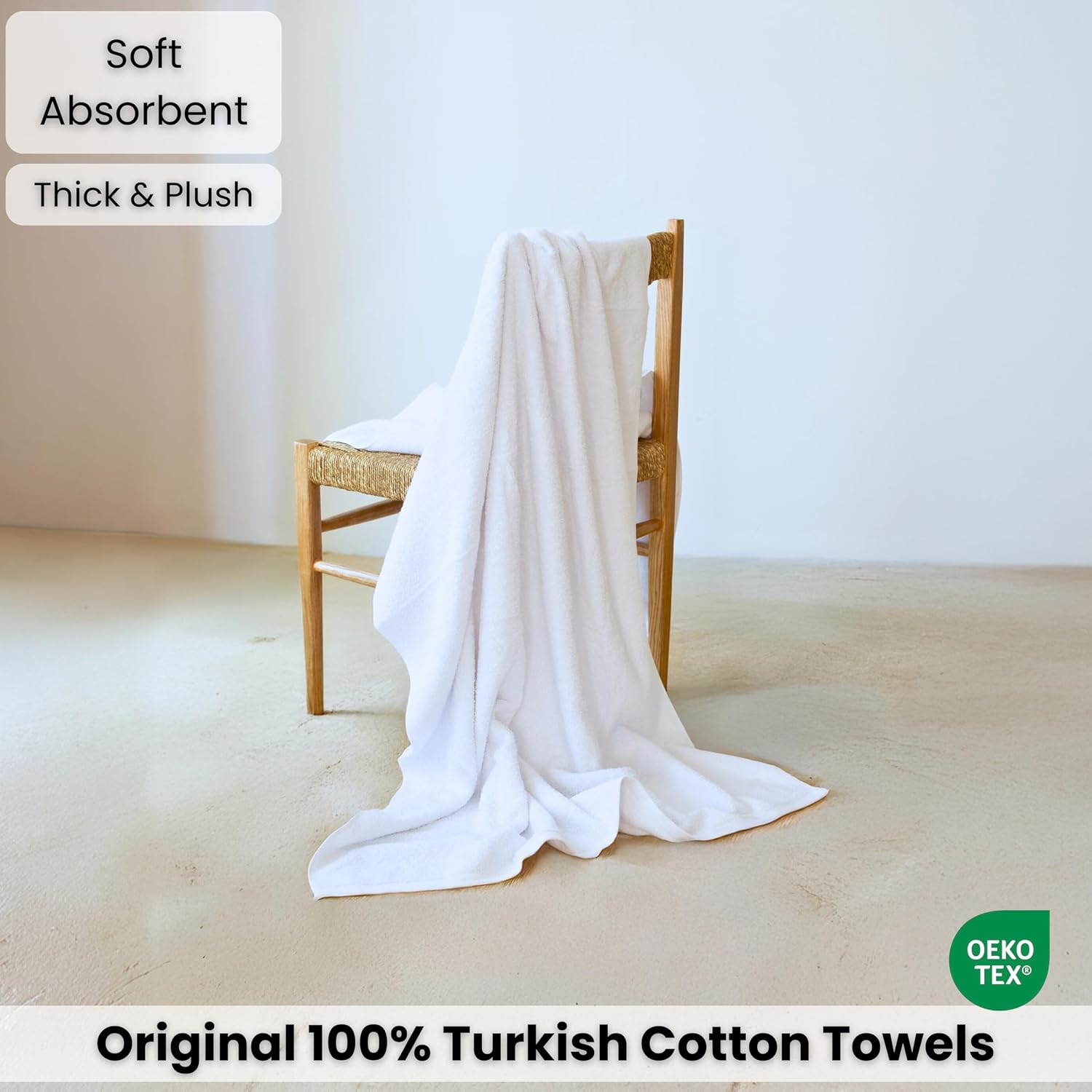 SALBAKOS Luxury 100% Turkish Cotton Bath Sheet 40x80 in (1-Piece, White) | Extra Large Jumbo Oversized Bathroom and
