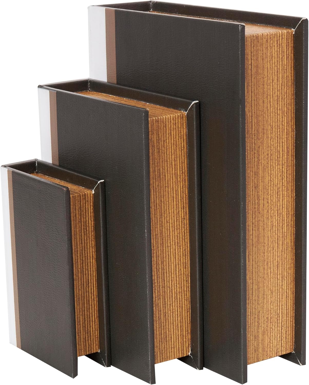 New York Storage Faux Storage Book Box / Black / 3", 2", 2 / 2 Inch / Set of 3