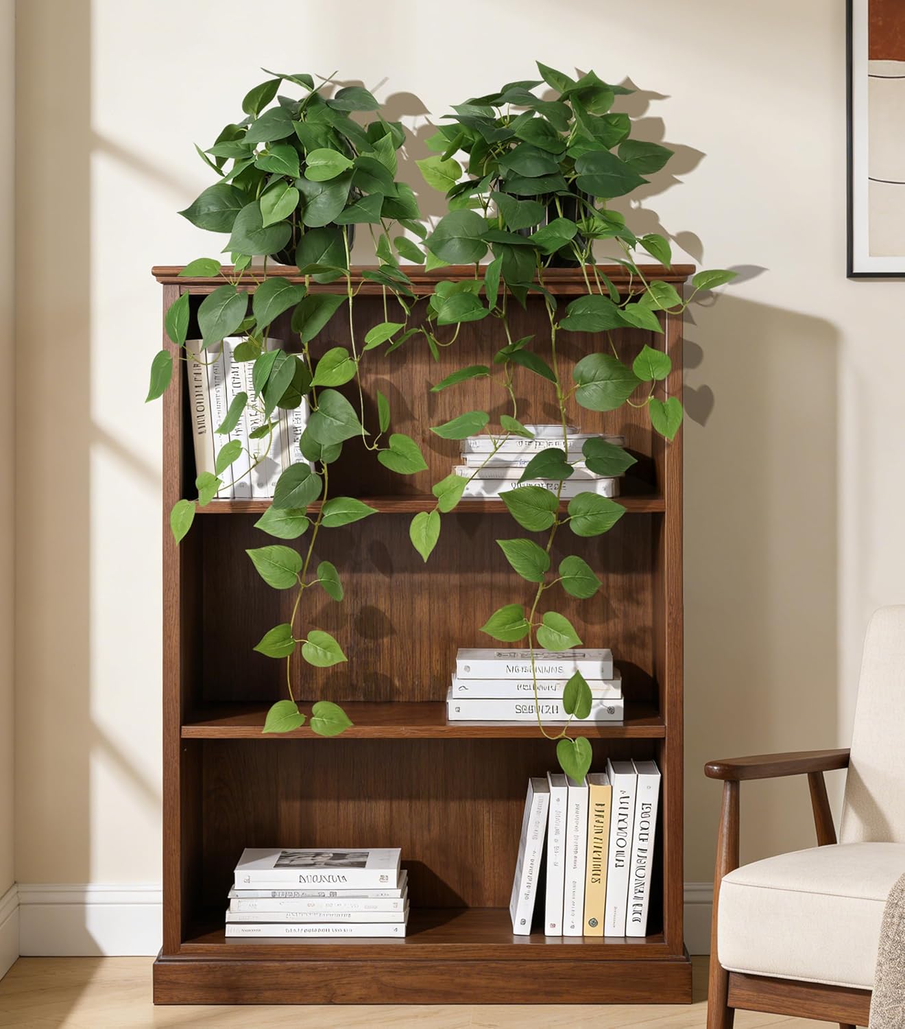 Fake Plants Faux Pothos Plants Potted Indoor Artificial Hanging / Green Pothos Potted / Set of 2