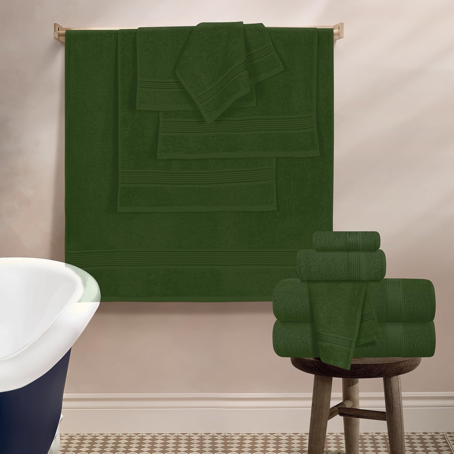 100% Cotton Towel Set, Contains 6 Soft Bath Towel, 6 Hand Towels, 12 Wash Cloths - Compact Absorbent Lightweight &