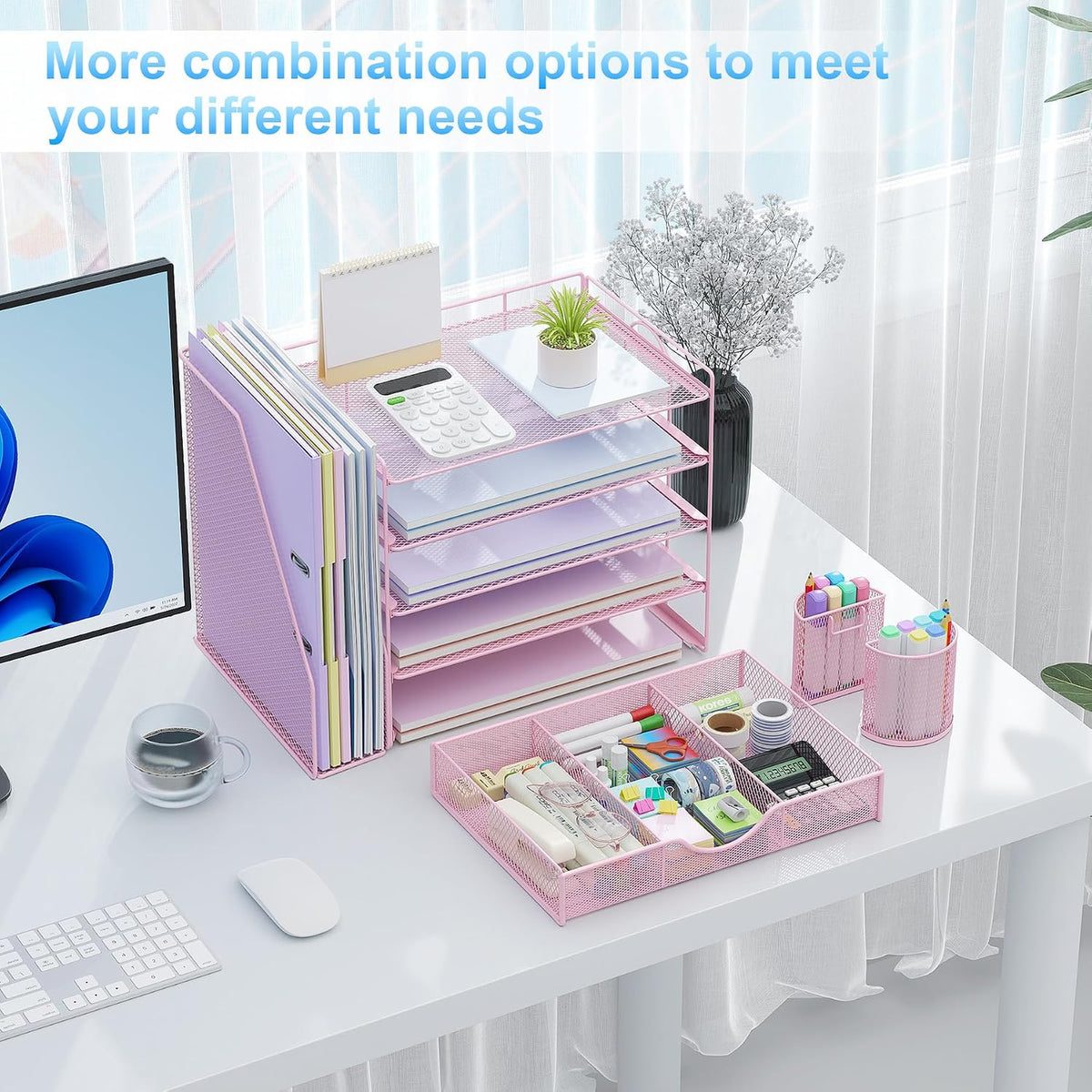 gianotter 5-Tier Desk Organizer with Drawers and File Holders | Letter Trays and Pen Holders - Workspace Accessories