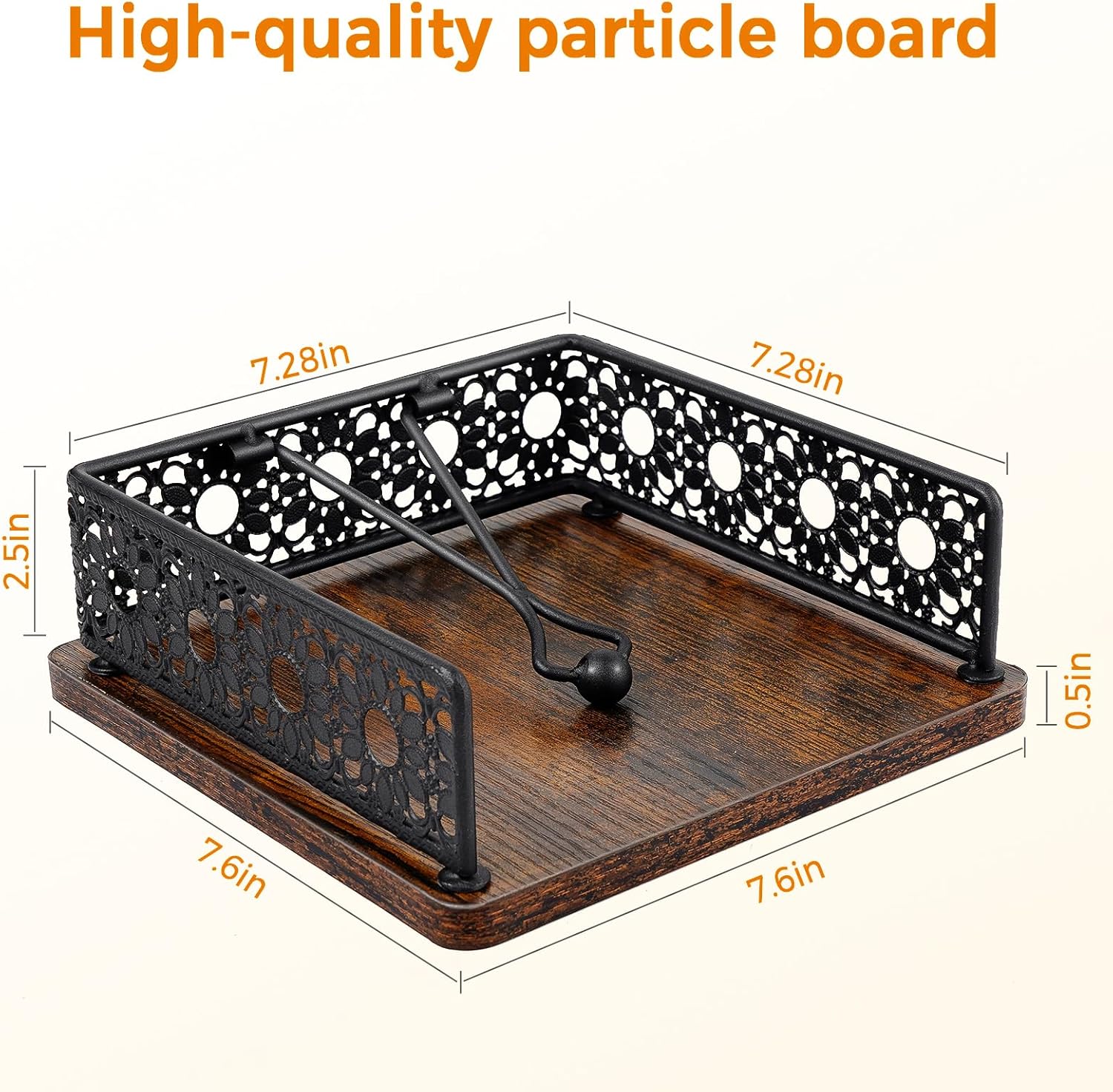 Wooden Napkin Holder / Black Iron with Wood