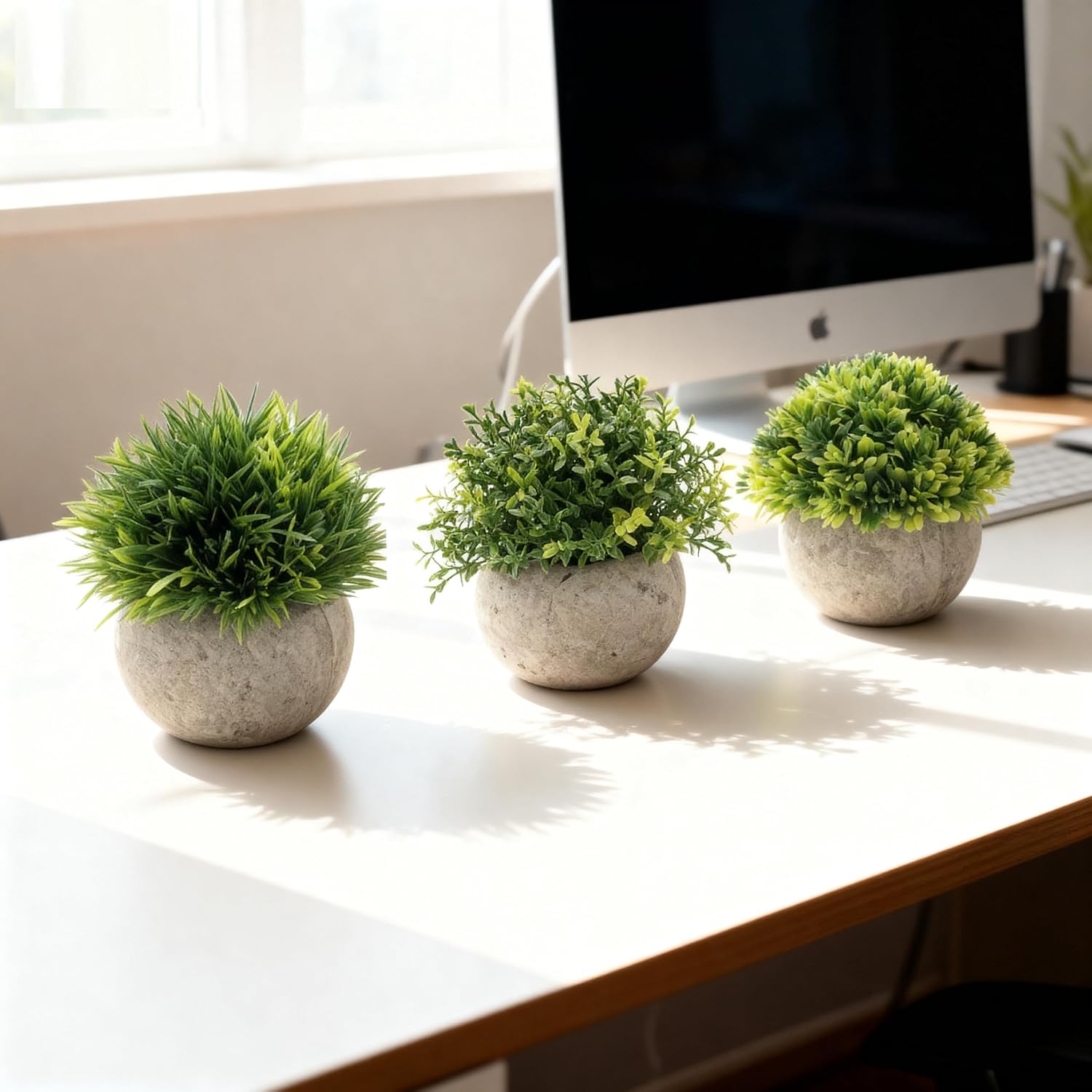 Mini Artificial Potted Plants for Desk / Set of 3