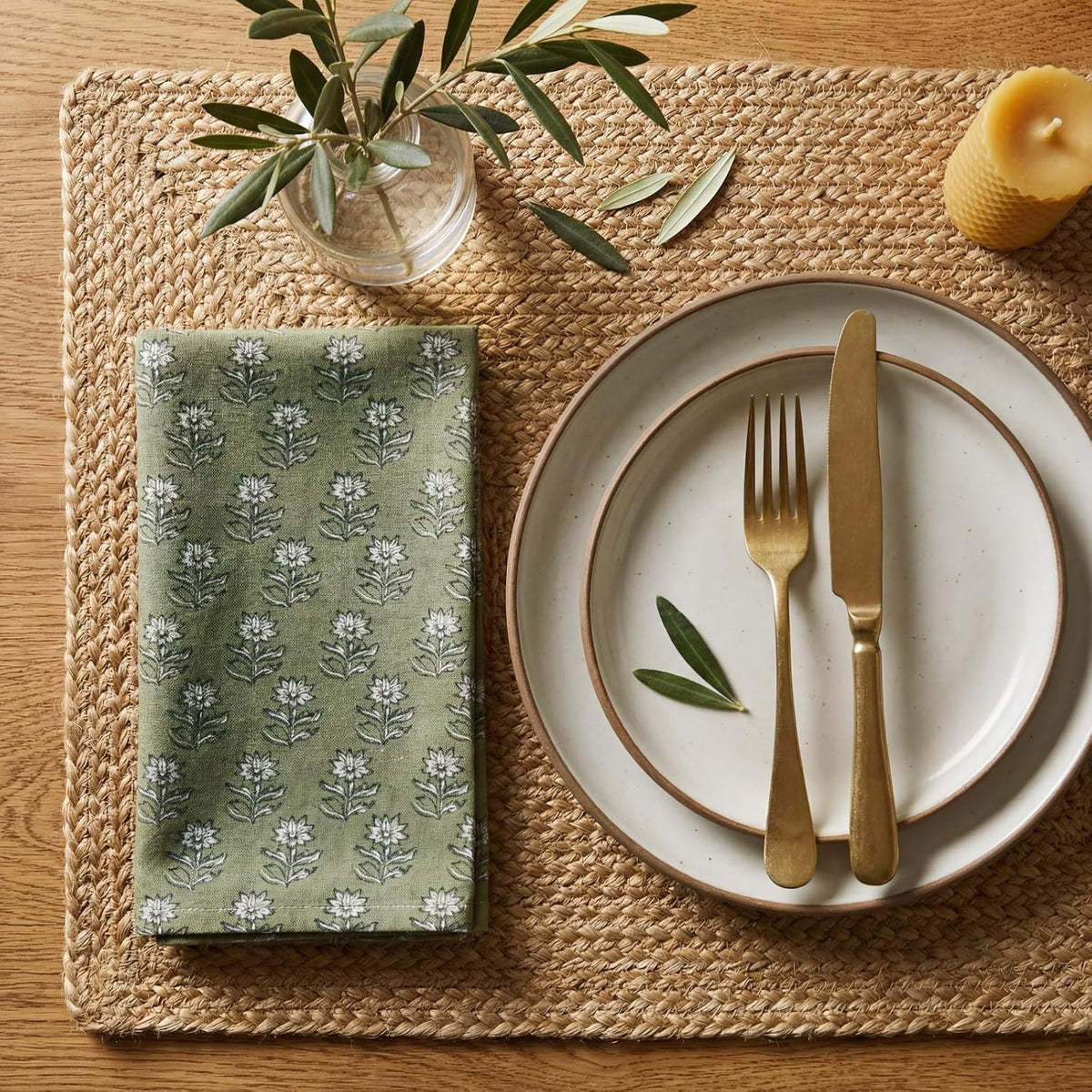 Set of 12 Floral Cloth Napkins Grey Green Linen Cloth Napkins Spring Flower Wildflowers Dinner Napkin 15 x 15 Inch
