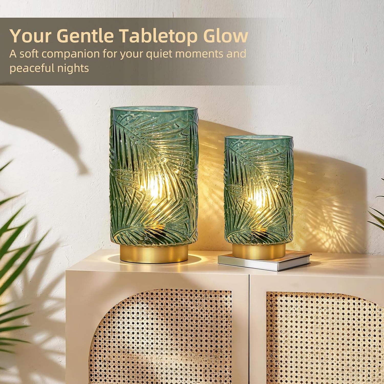 Battery Operated Table Lamp / Green / Small