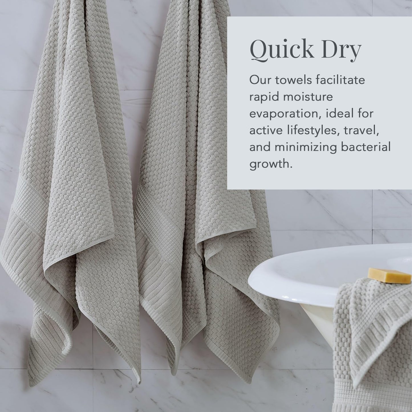 NY Loft 100% Cotton 6-Piece Bath Towel Set | Grey | Oeko-TEX | Quick-Dry | 30" x 52" Bath Towels | 16" x 28" Hand