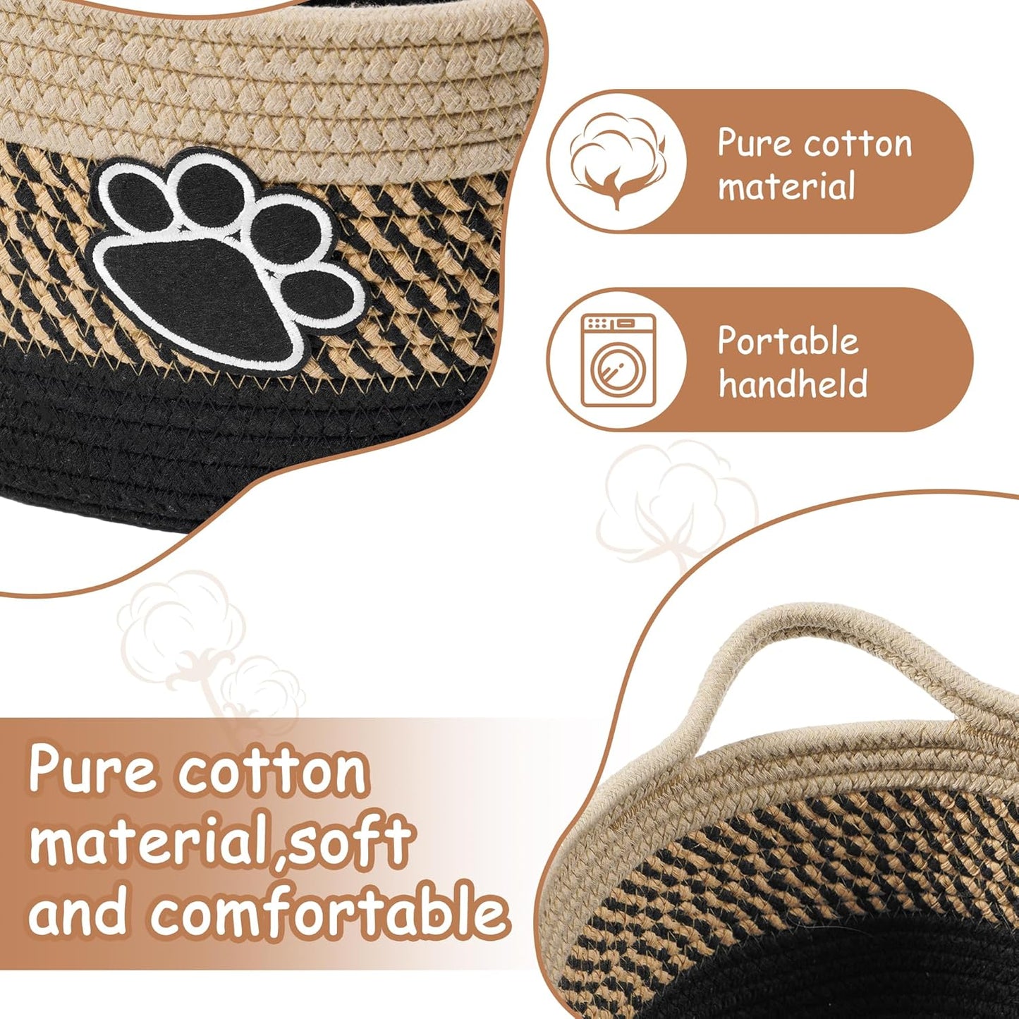 Small Woven Baskets for Organizing Rope Storage Basket / Dark&light Beige