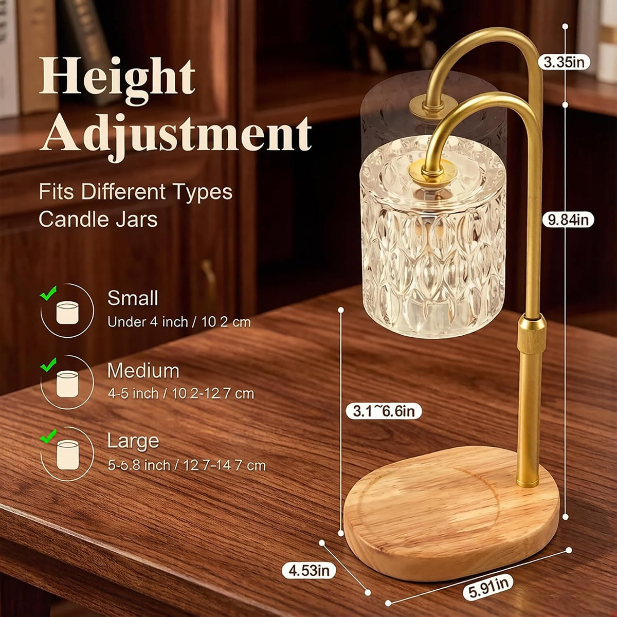 Dreamholder Electric Candle Warmer Lamp with Timer, Dimmable Candle Lamp with Adjustable Height, Wax Melter for Jar