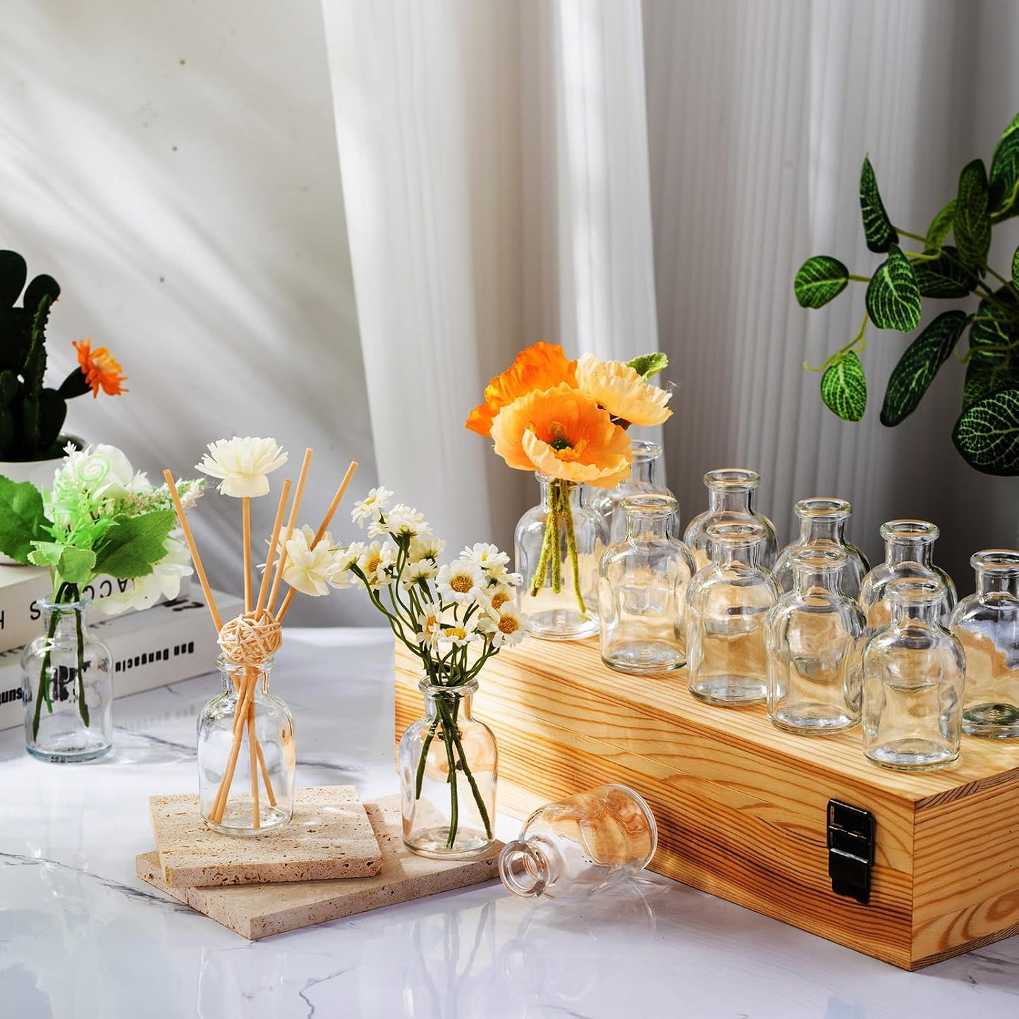 Small Glass Bud Vases Bulk Mini Flower Vases for Centerpieces / 3.15 Inch / Transparent / Set of 54